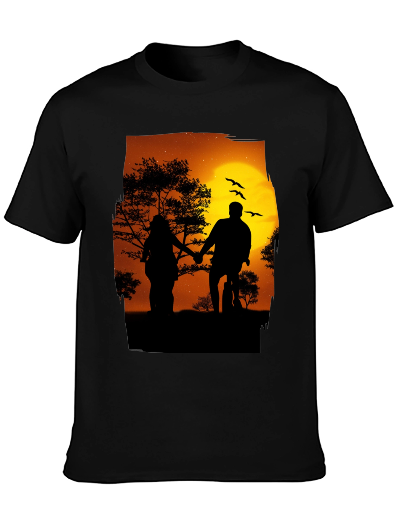 Silhouette Sunset Couple Graphic Tee