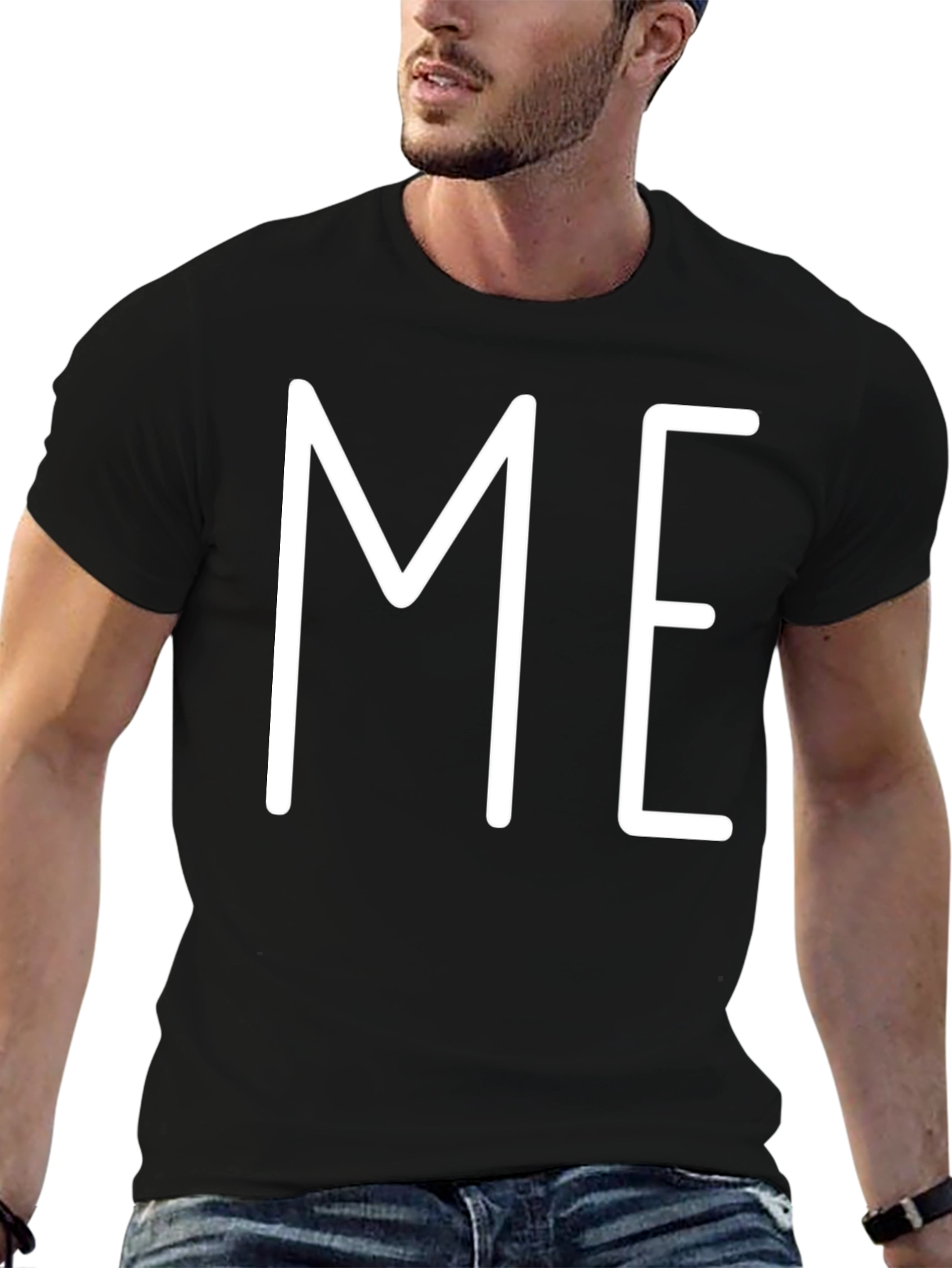 Minimalist ME Graphic Print Black T-Shirt