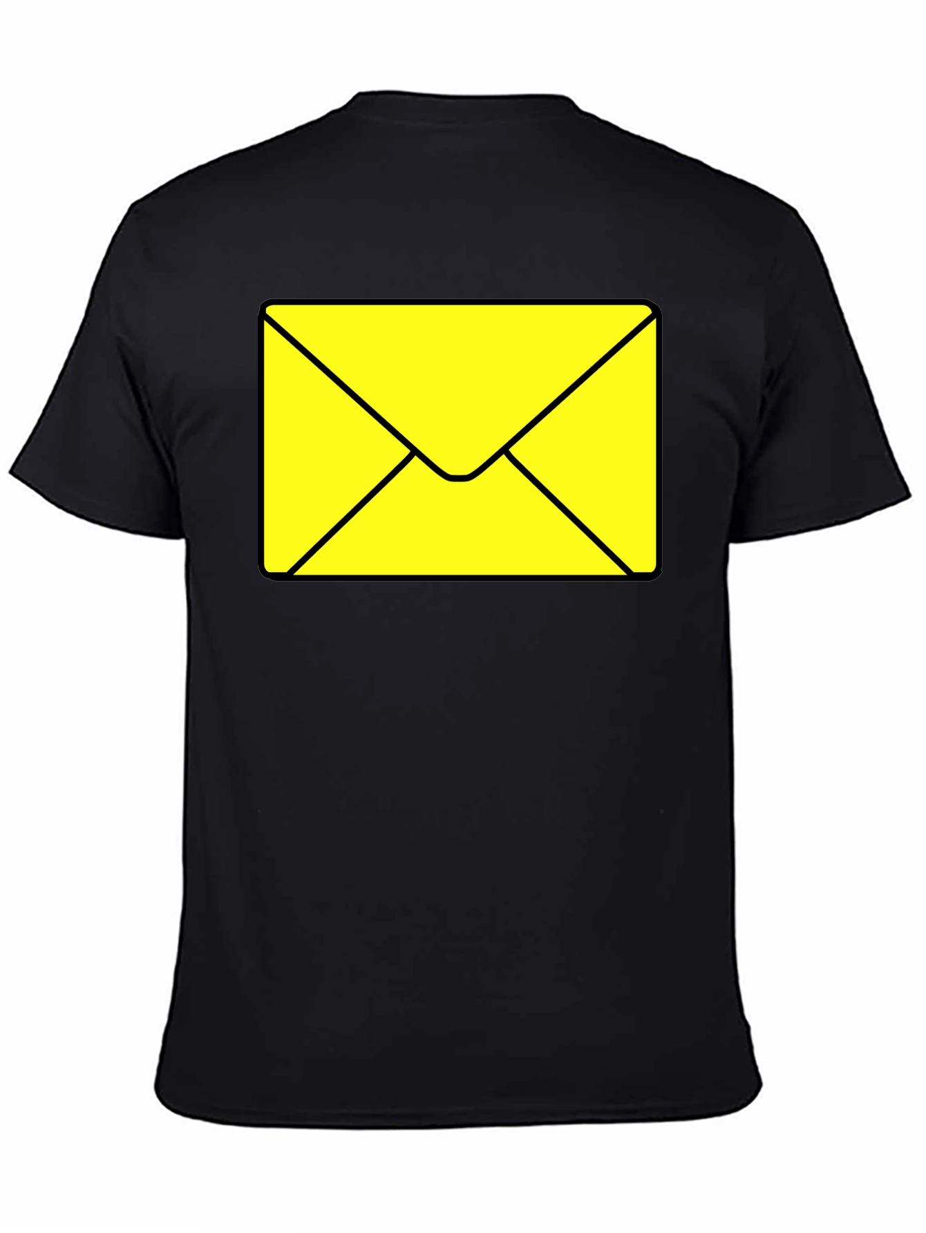 Envelope Graphic Tee - Black Cotton Casual T-Shirt