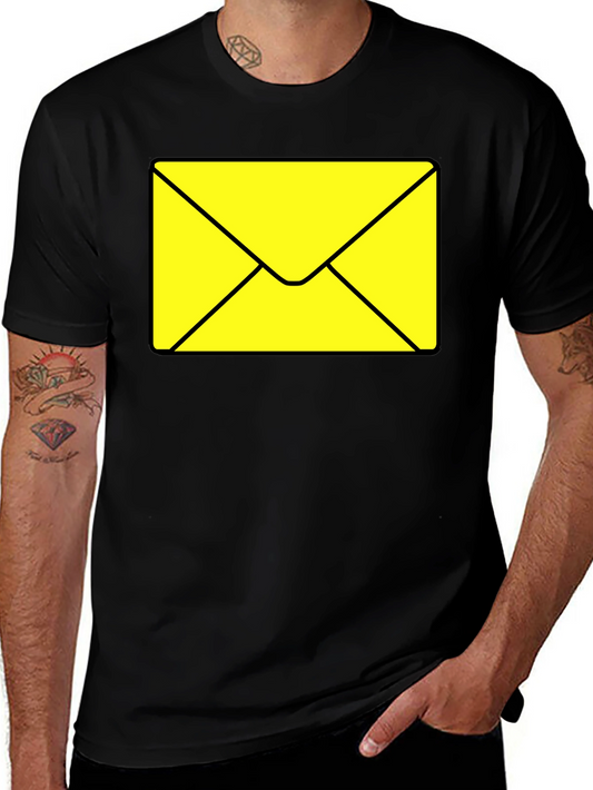 Envelope Graphic Tee - Black Cotton Casual T-Shirt