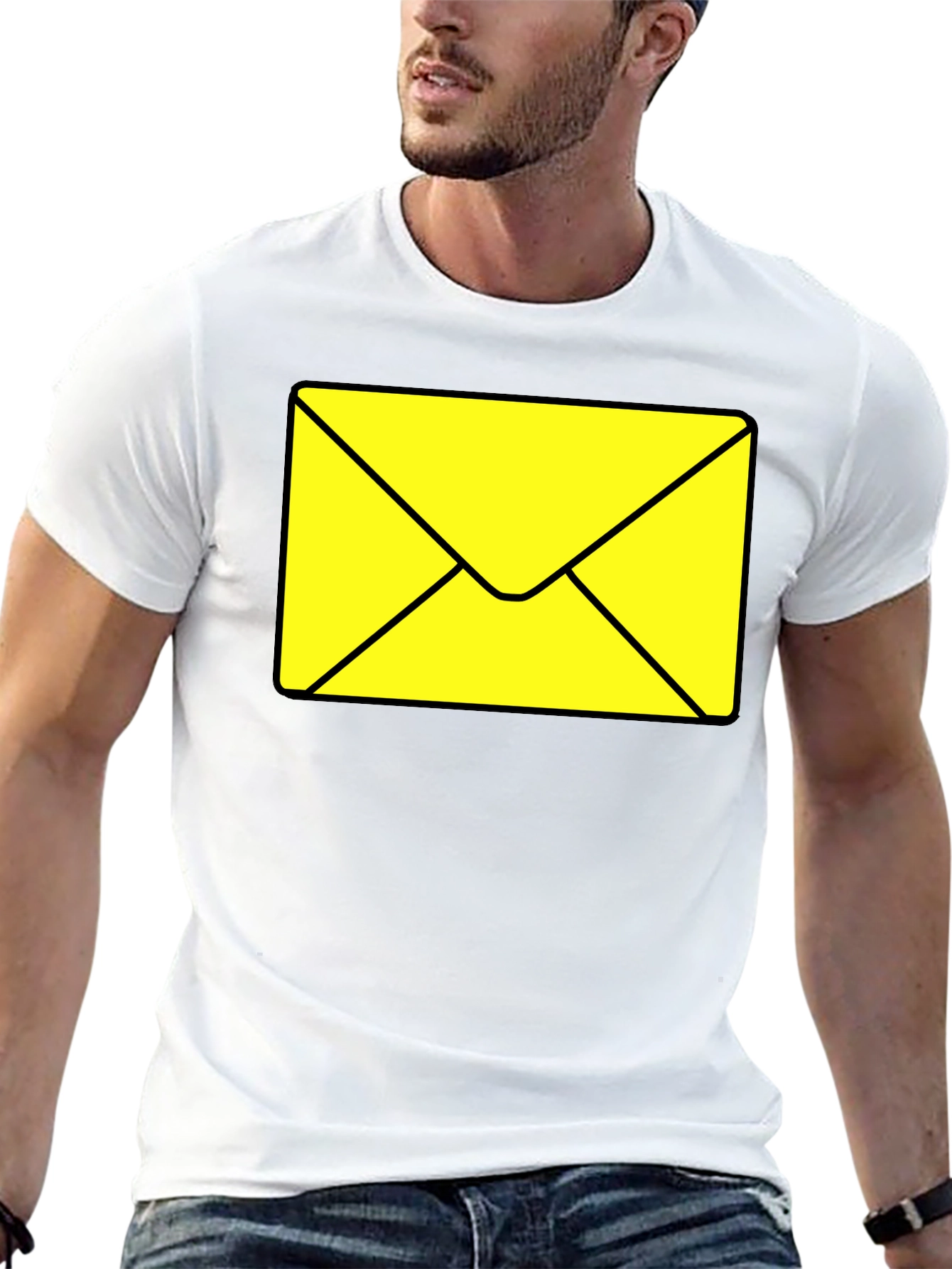 Envelope Graphic Tee - Black Cotton Casual T-Shirt