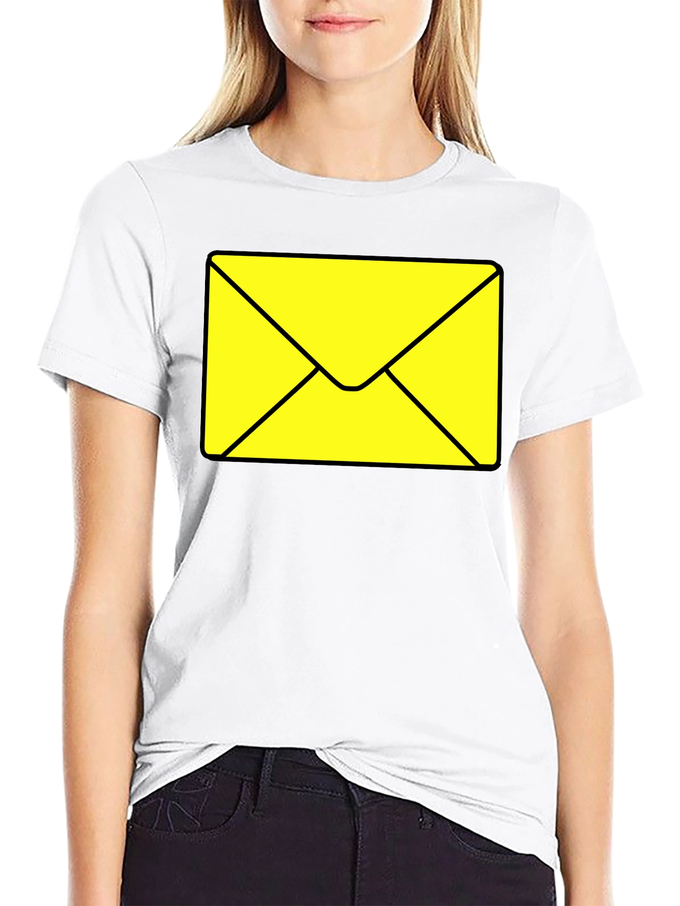 Envelope Graphic Tee - Black Cotton Casual T-Shirt