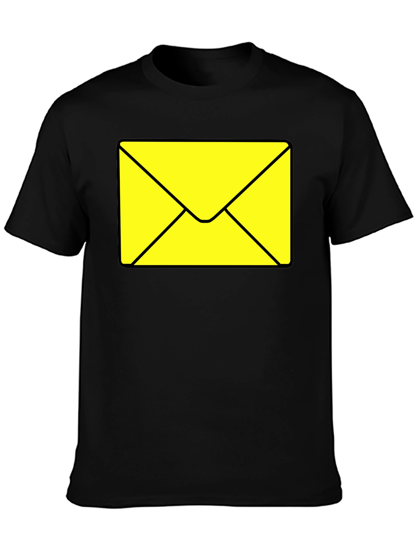 Envelope Graphic Tee - Black Cotton Casual T-Shirt