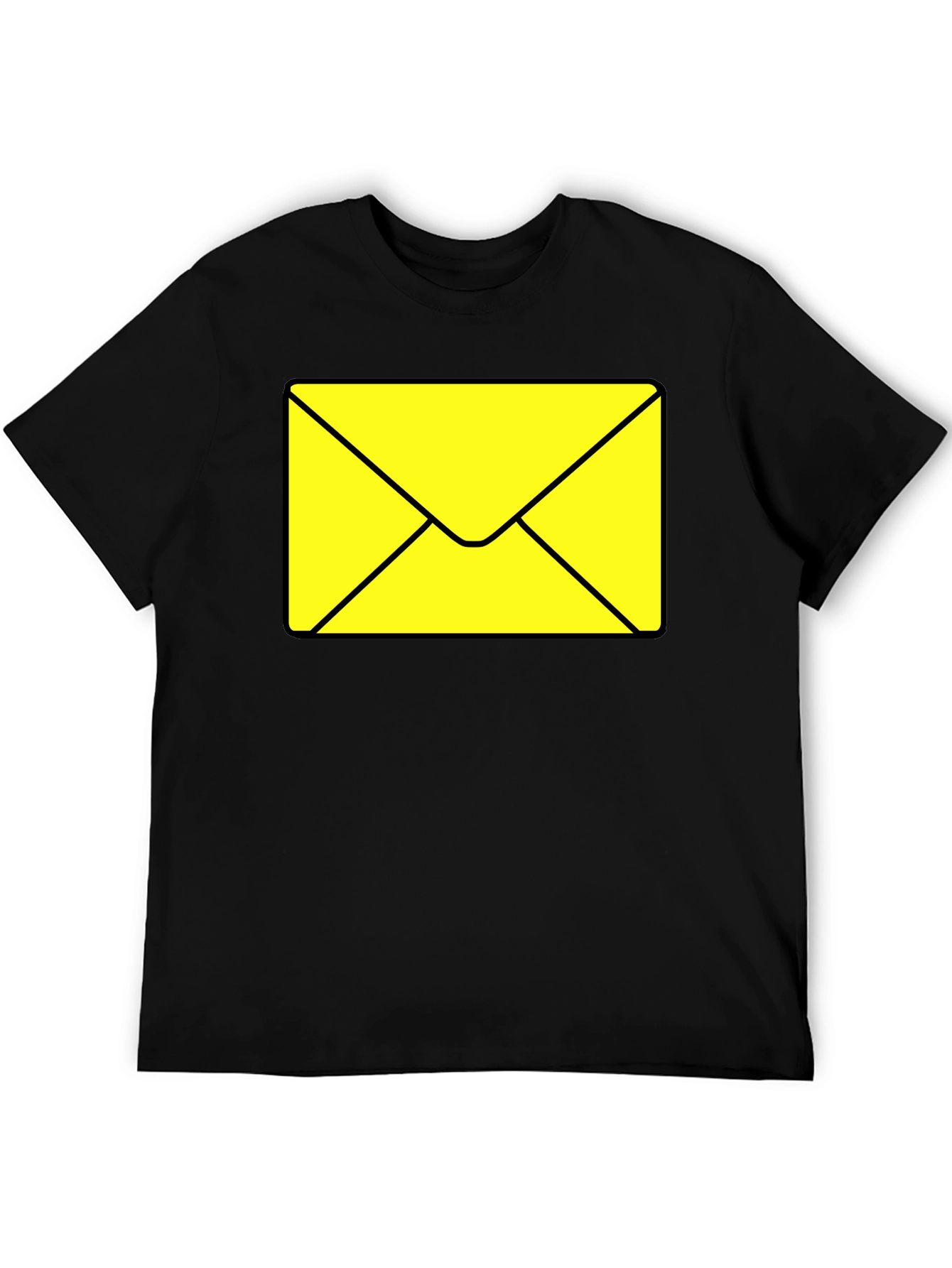 Envelope Graphic Tee - Black Cotton Casual T-Shirt