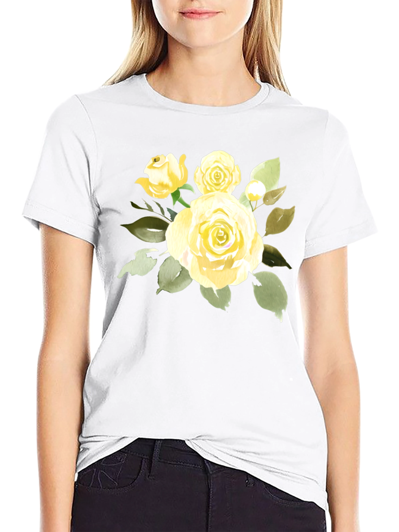 Floral Rose Graphic T-Shirt - Stylish Black Tee