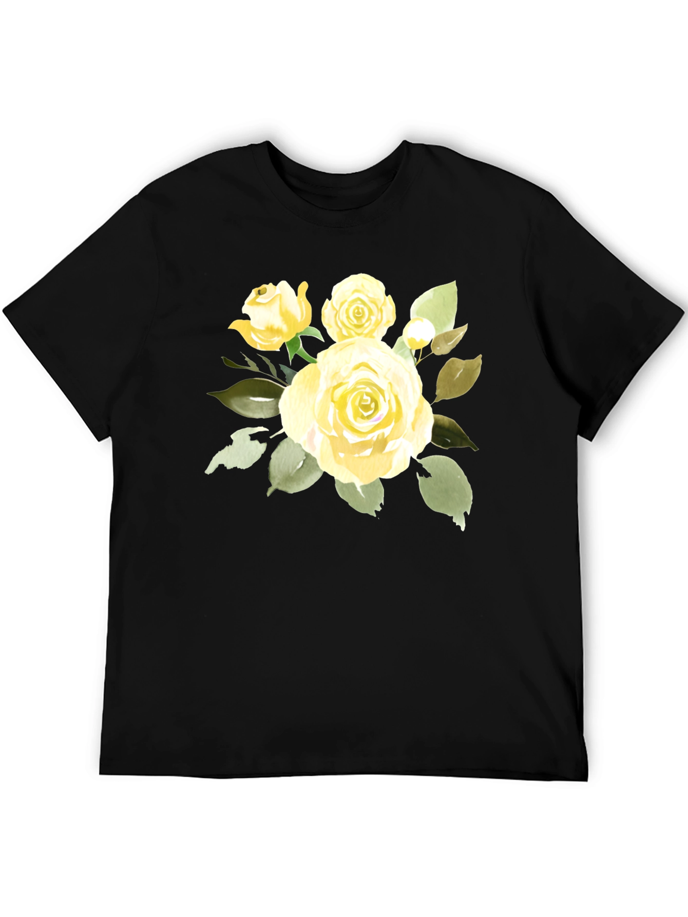 Floral Rose Graphic T-Shirt - Stylish Black Tee