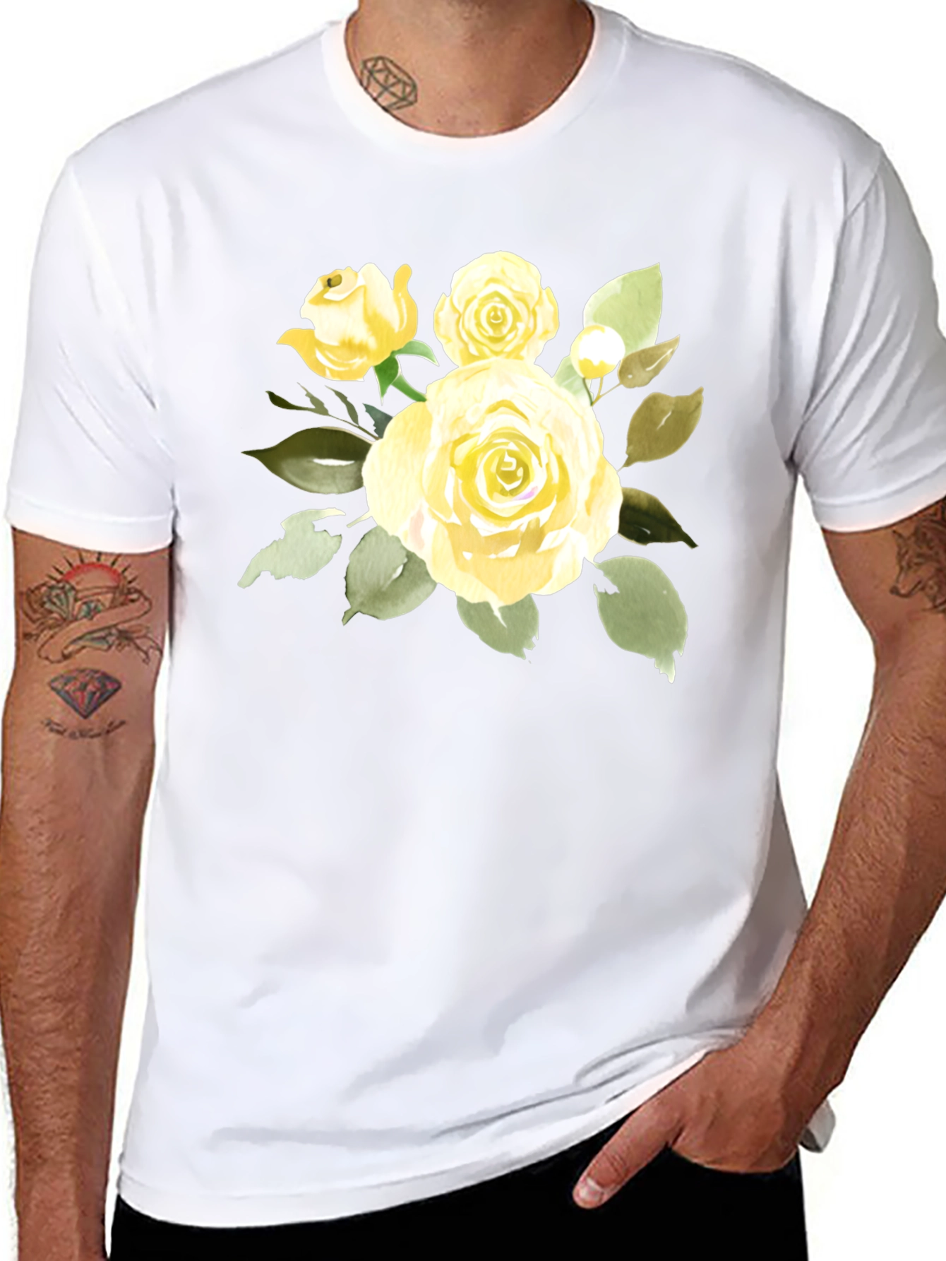 Floral Rose Graphic T-Shirt - Stylish Black Tee
