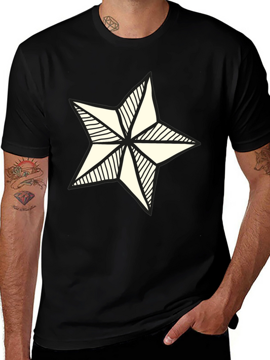 Nautical Star Graphic Tee - Stylish Black Cotton Shirt