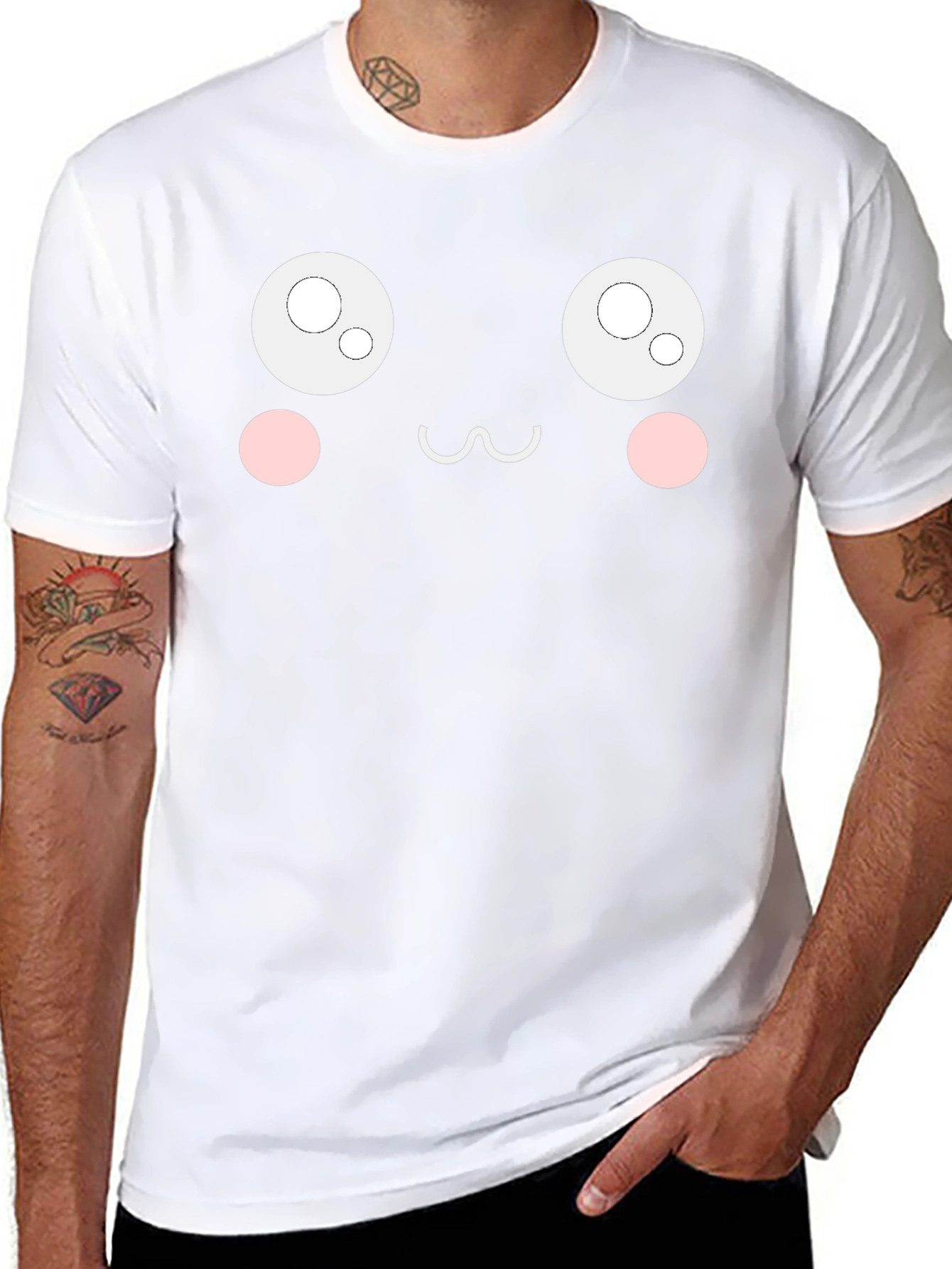 Cute Anime Face Black T-Shirt