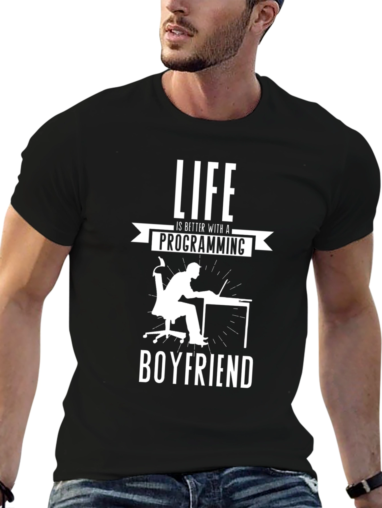 Life is Better with a Programming Boyfriend Black T-Shirt