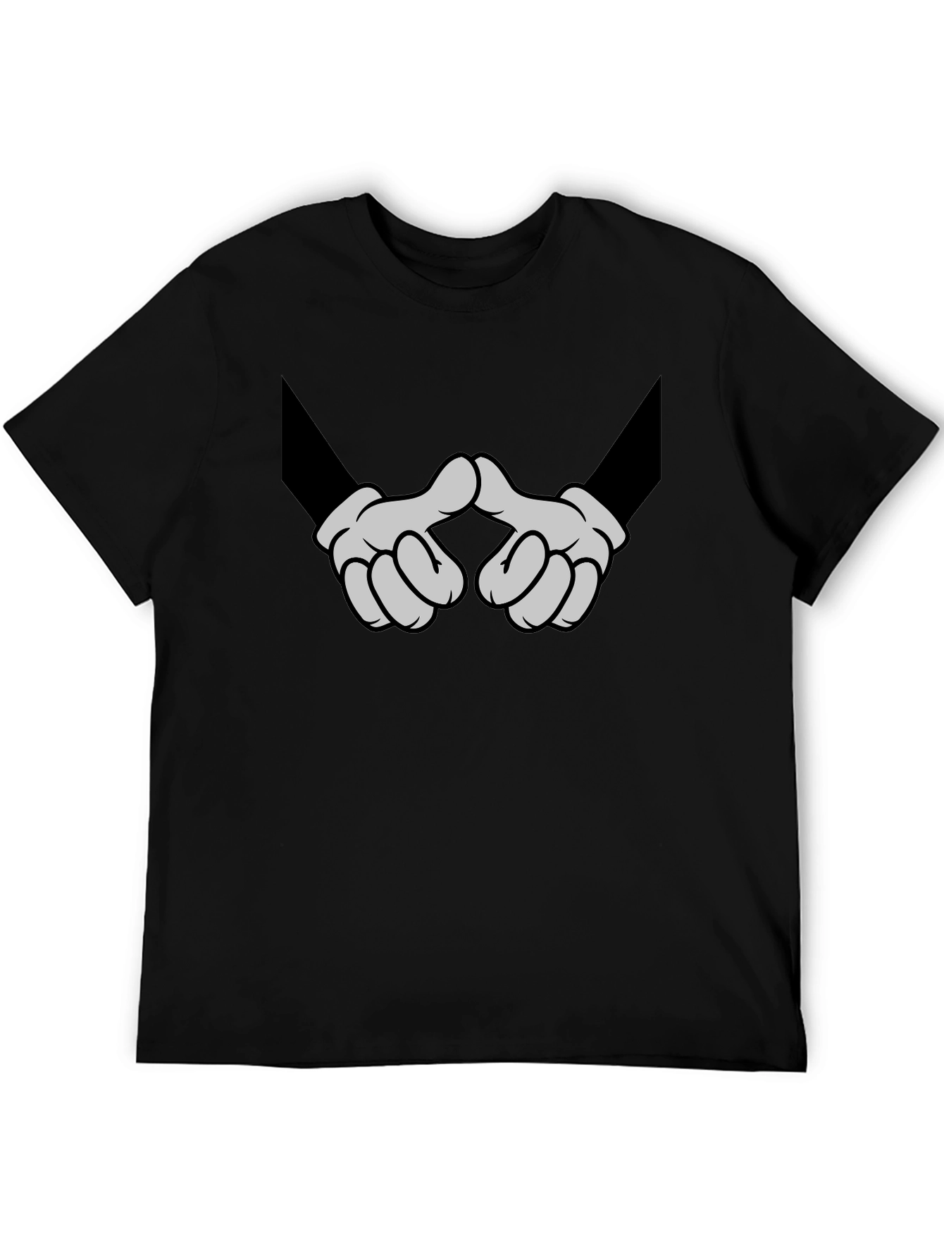 Cartoon Hands Graphic Black T-Shirt