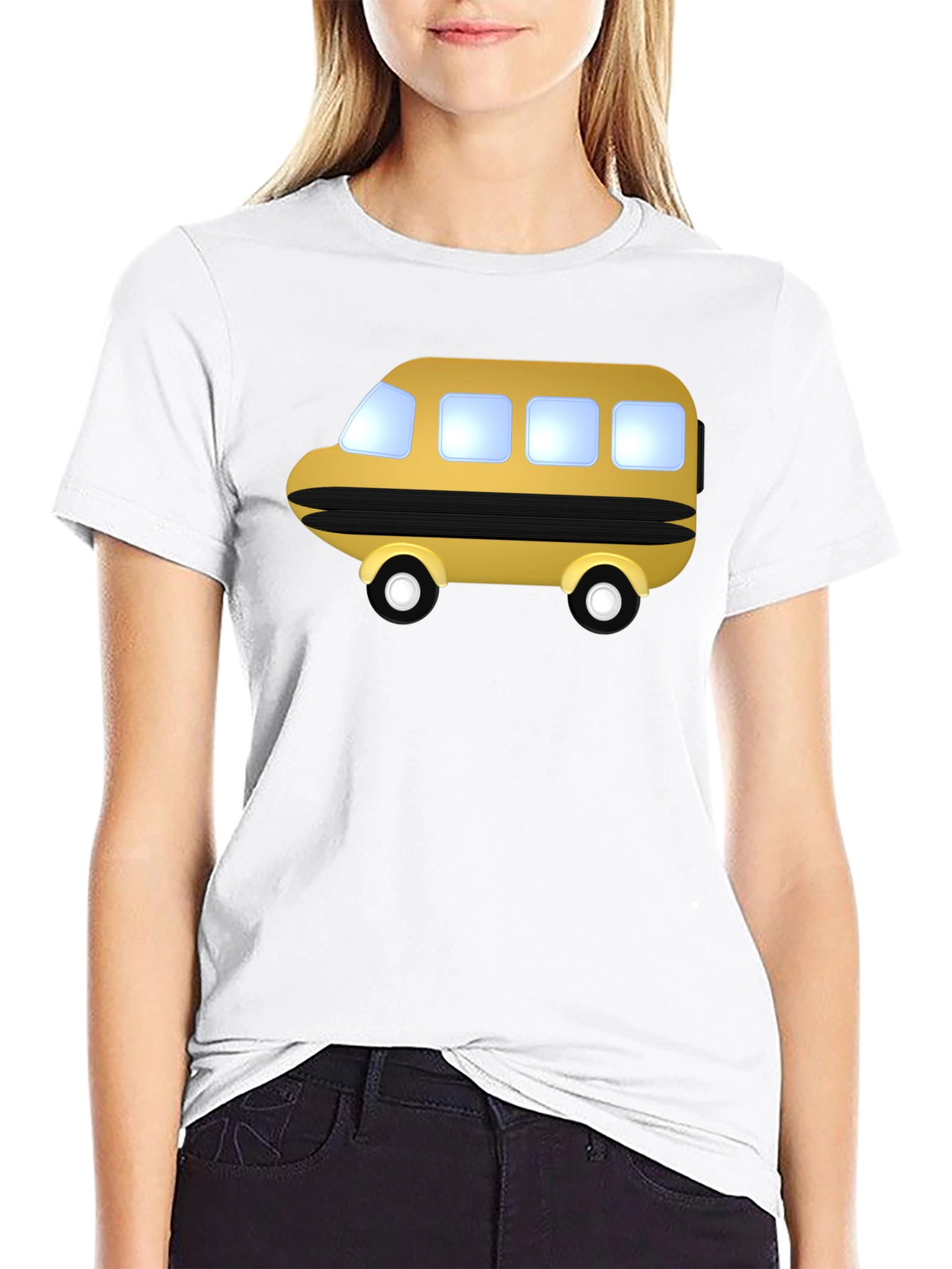 Cartoon Bus Graphic Tee - Black