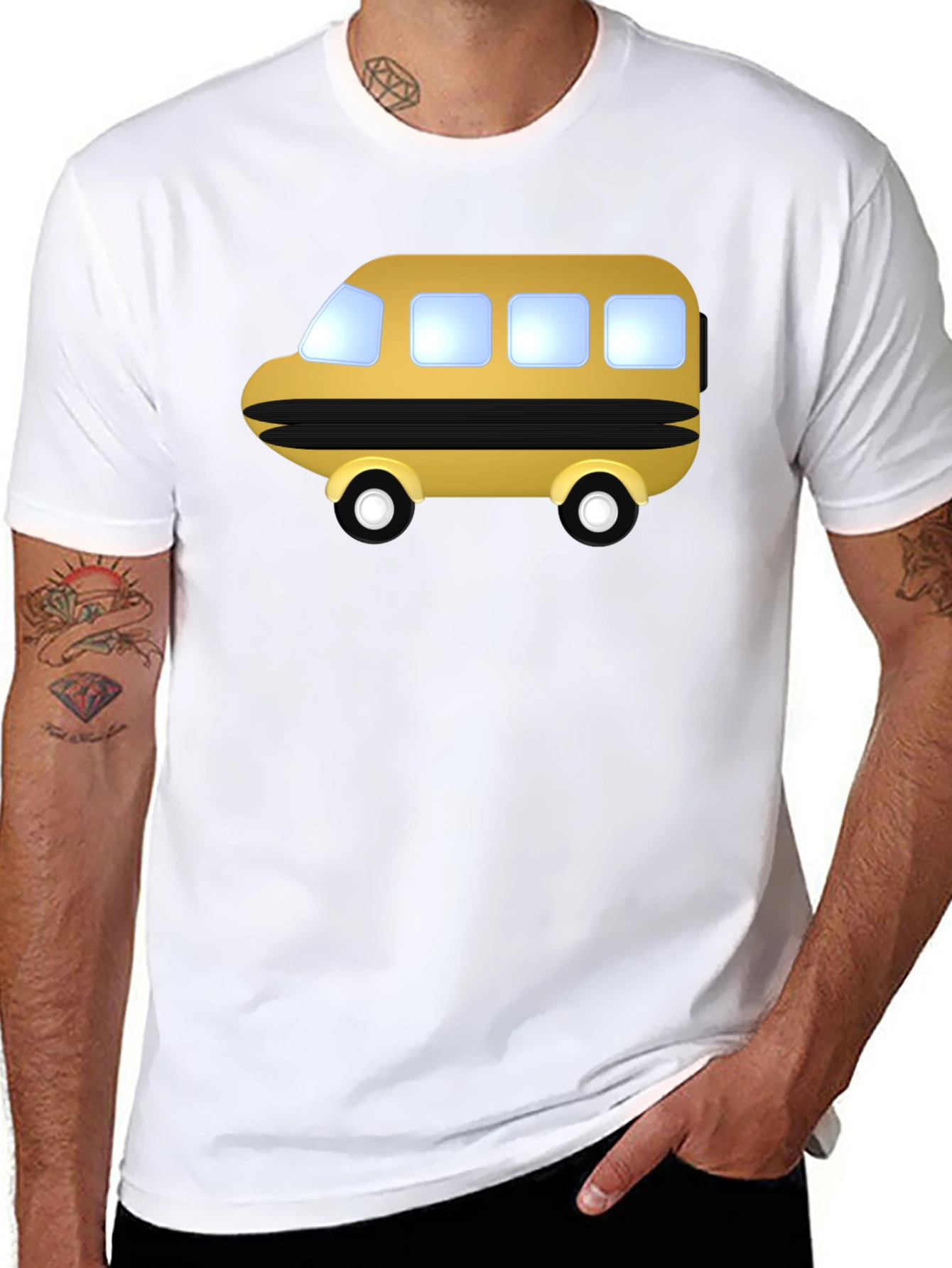 Cartoon Bus Graphic Tee - Black