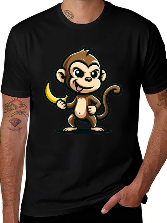 Funny Monkey Banana Graphic Tee - Black