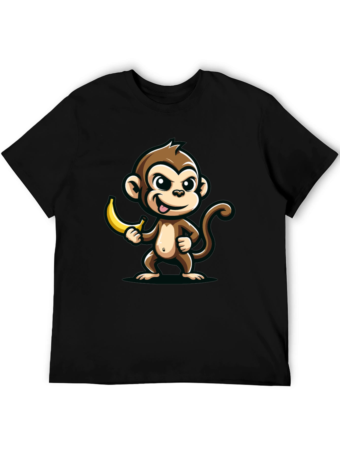 Funny Monkey Banana Graphic Tee - Black