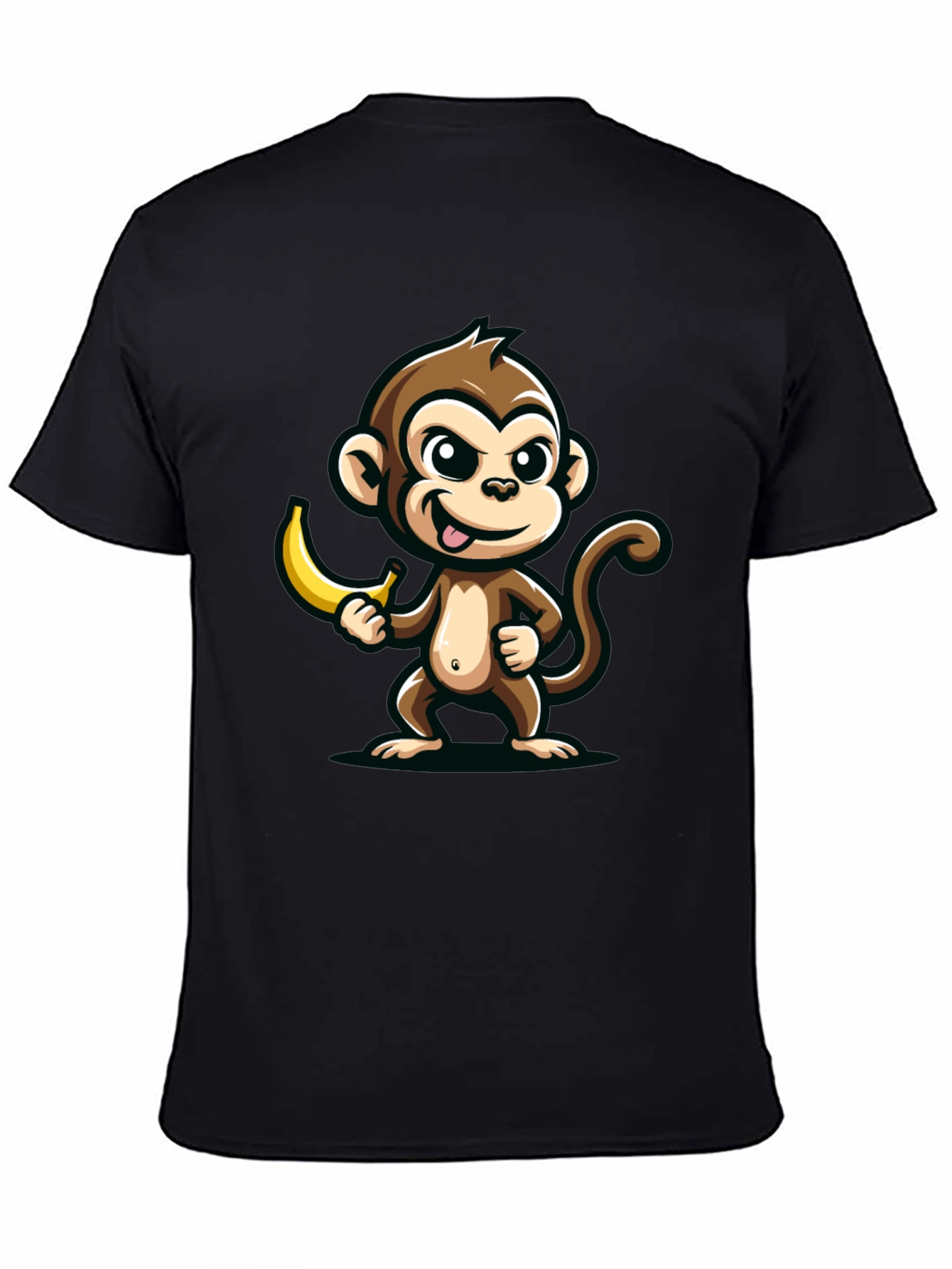 Funny Monkey Banana Graphic Tee - Black