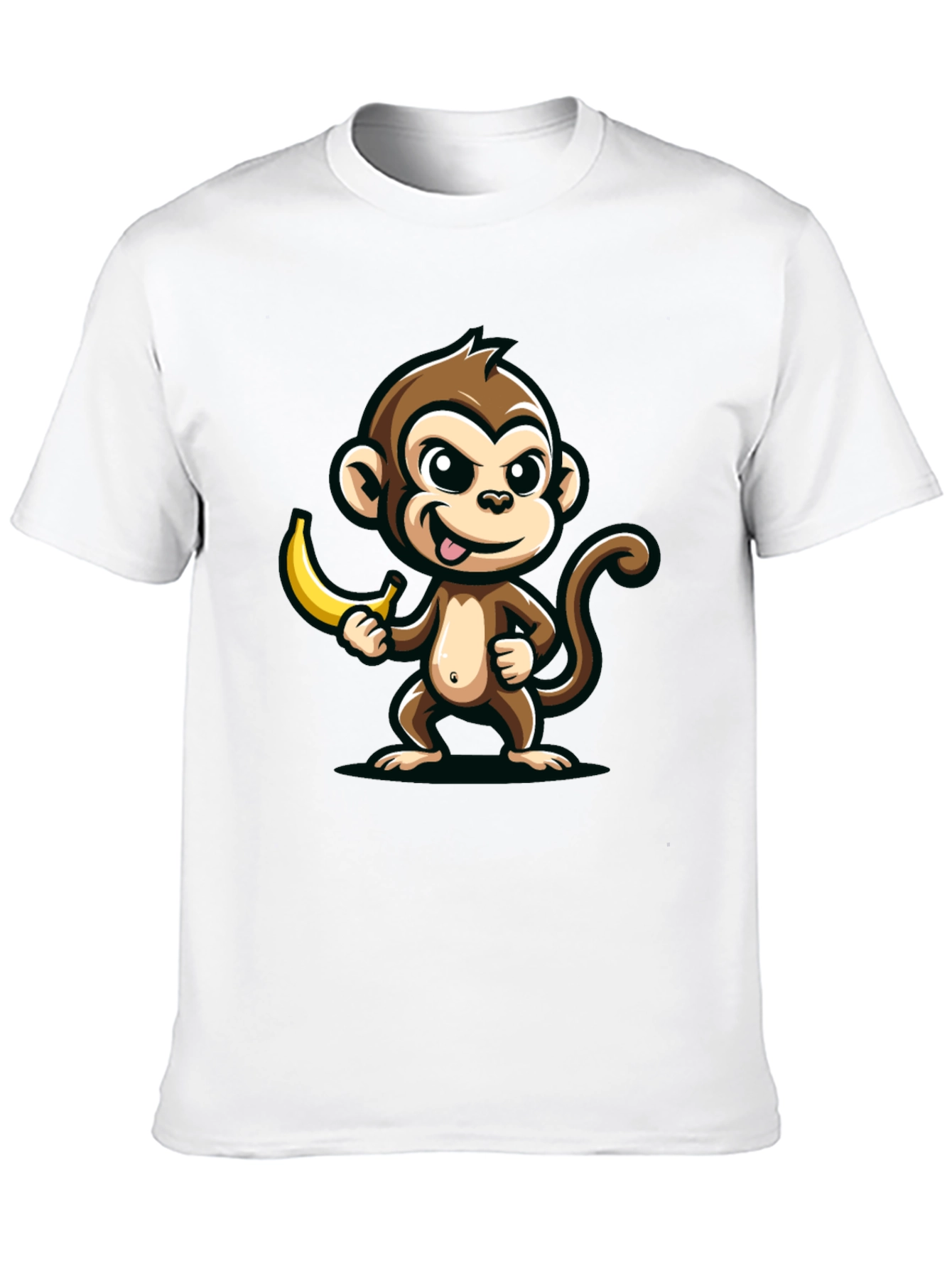 Funny Monkey Banana Graphic Tee - Black