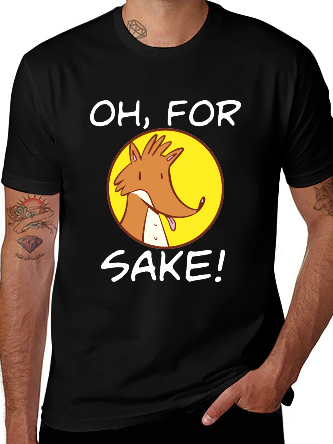 Oh For Fox Sake! Mens Black Graphic Tee