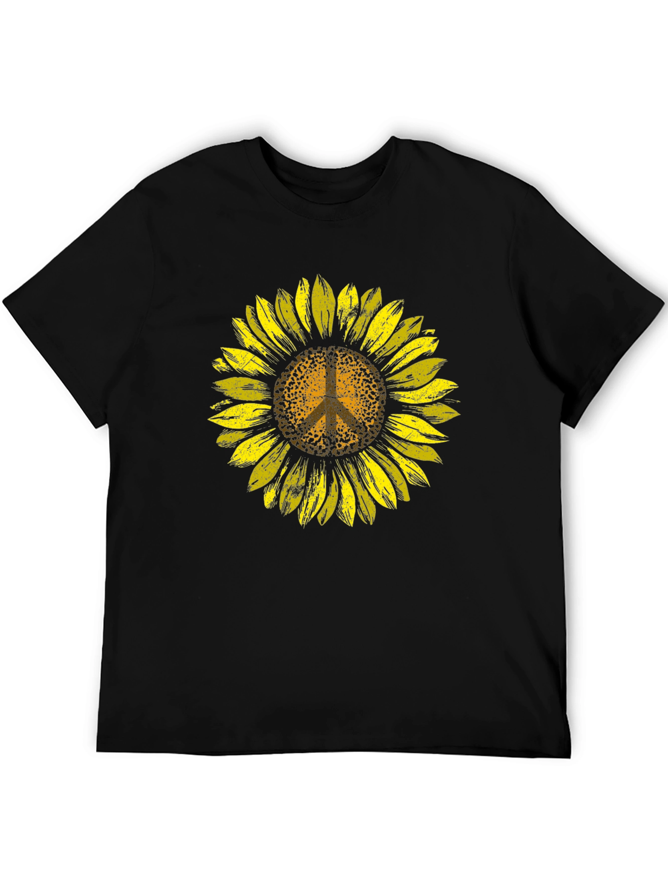 Sunflower Peace Sign Graphic Tee - Black