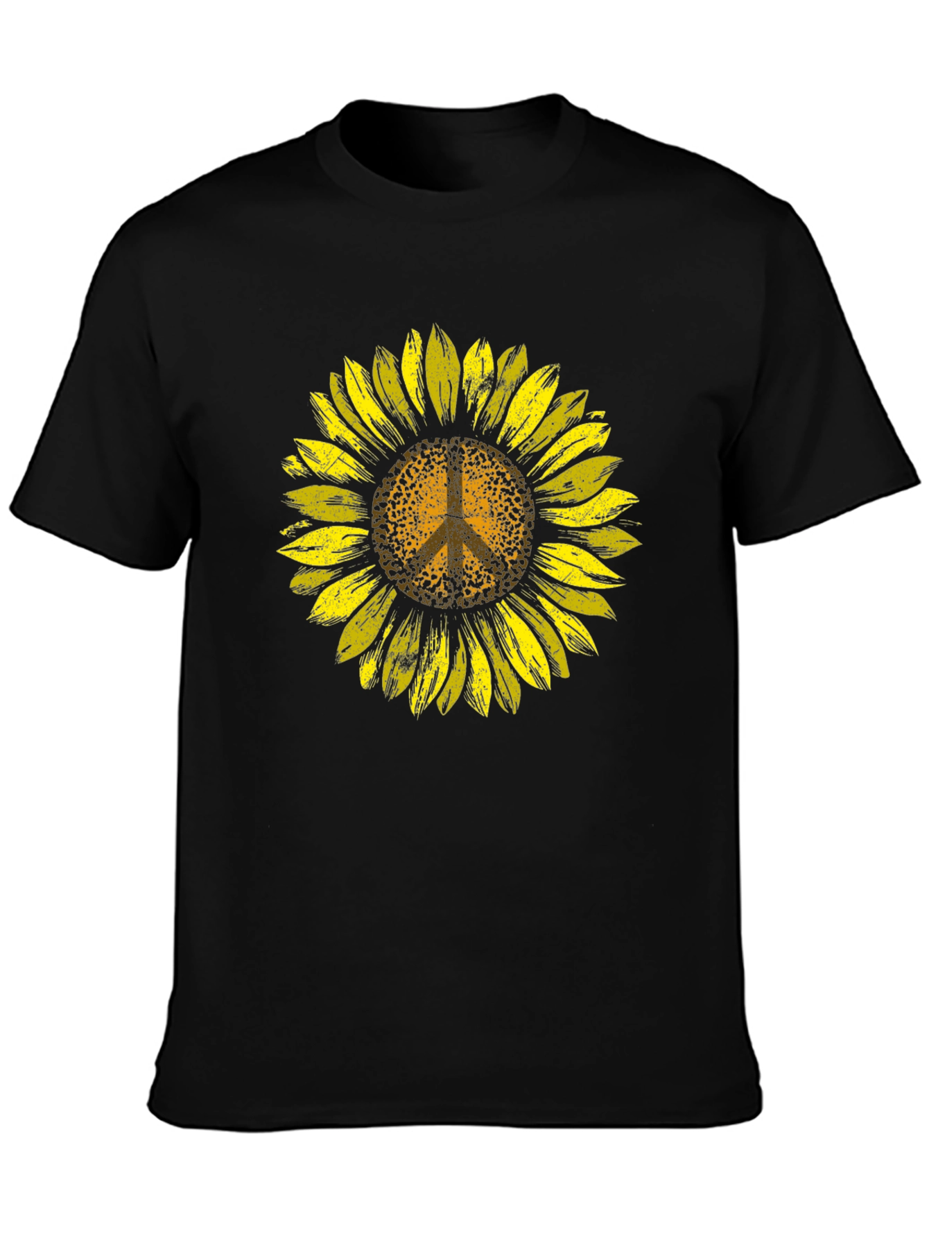 Sunflower Peace Sign Graphic Tee - Black