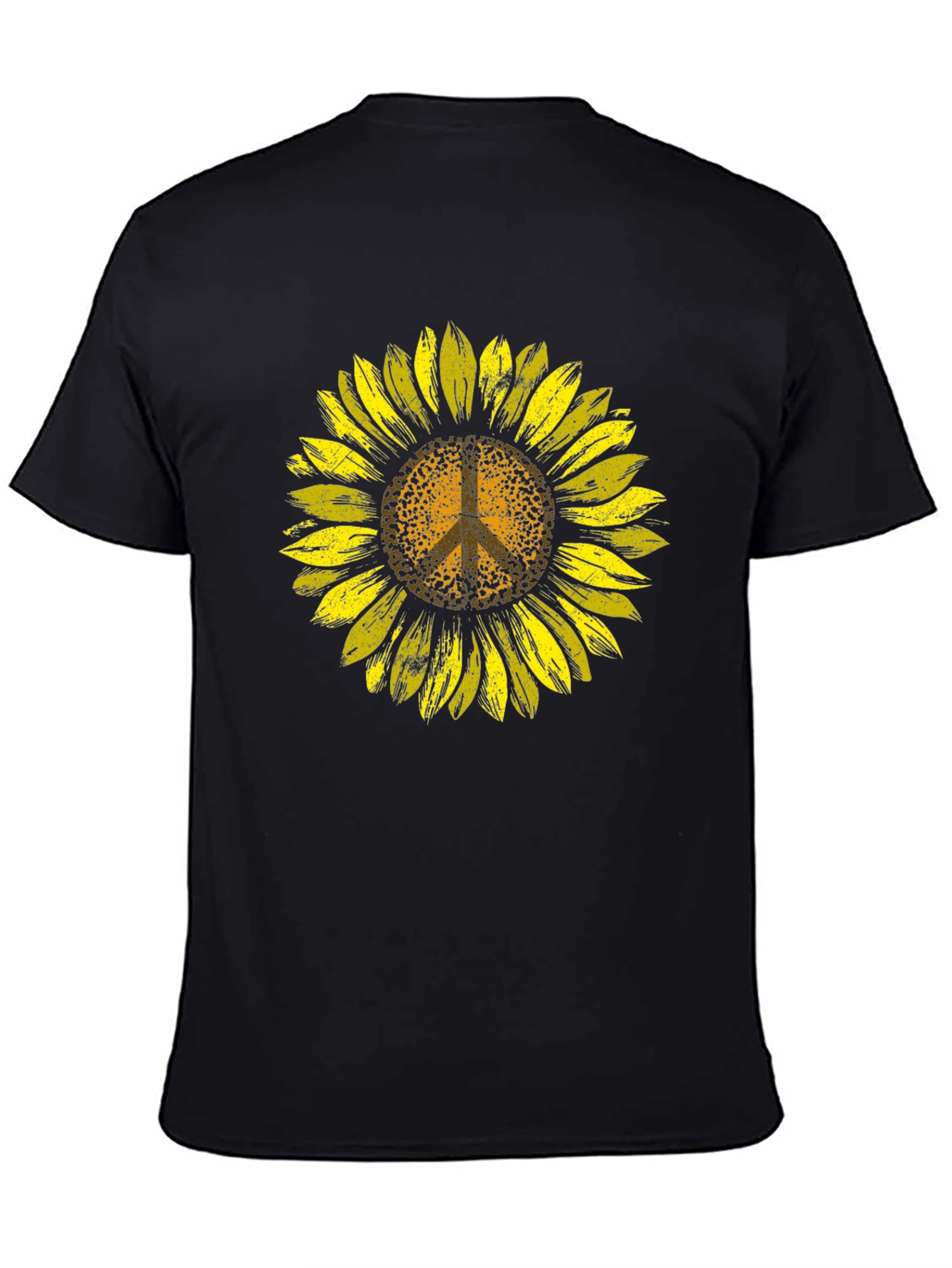 Sunflower Peace Sign Graphic Tee - Black