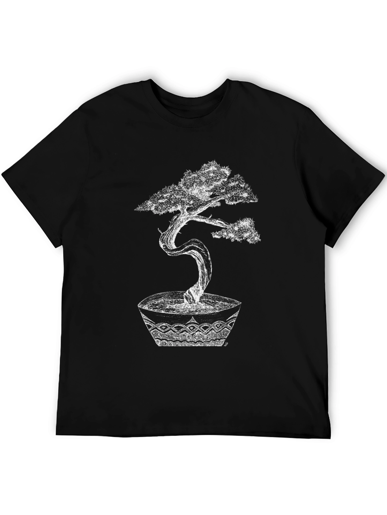 Bonsai Tree Graphic Tee - Artistic Black T-Shirt