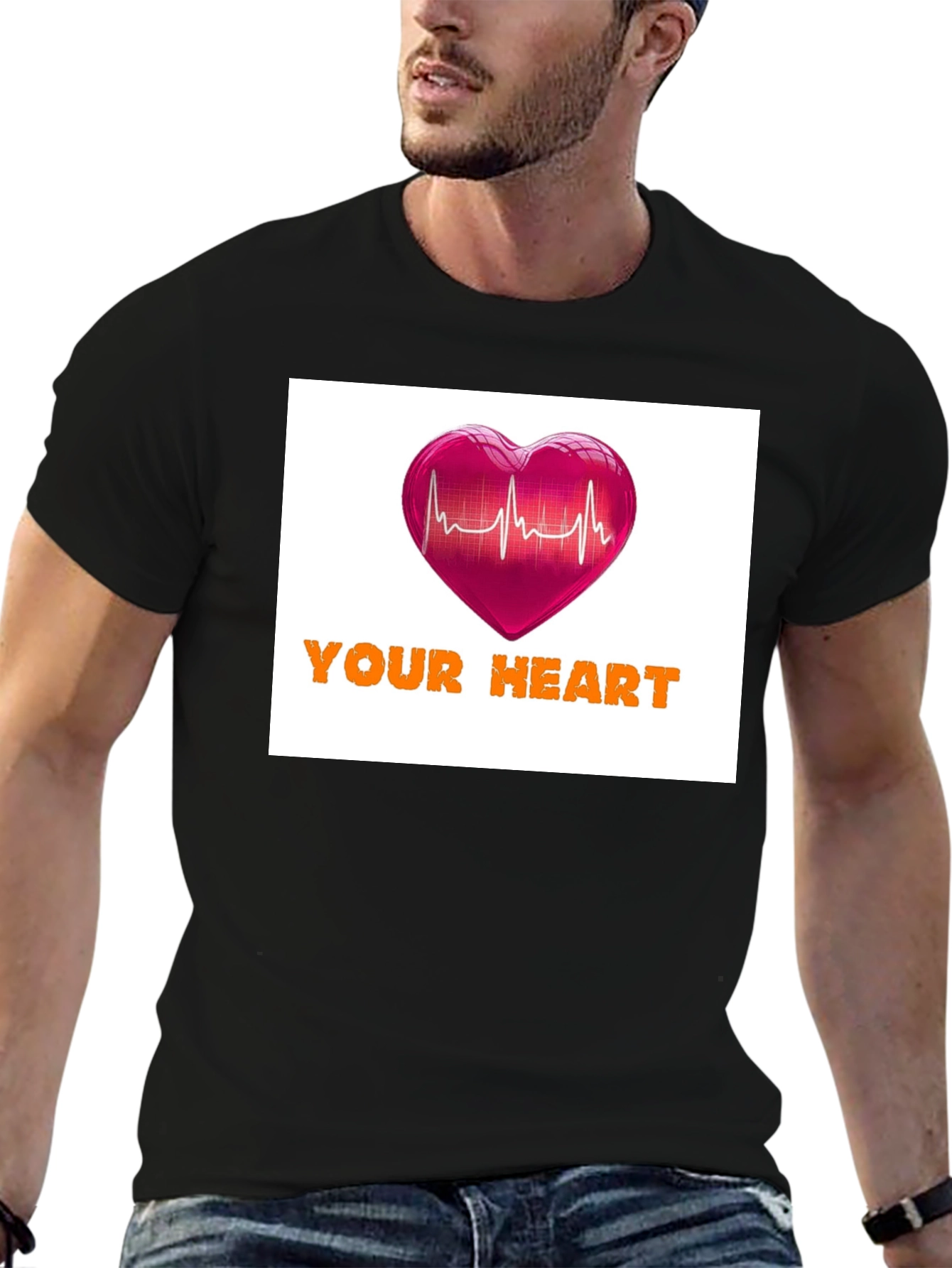 Your Heartbeat Graphic Black T-Shirt