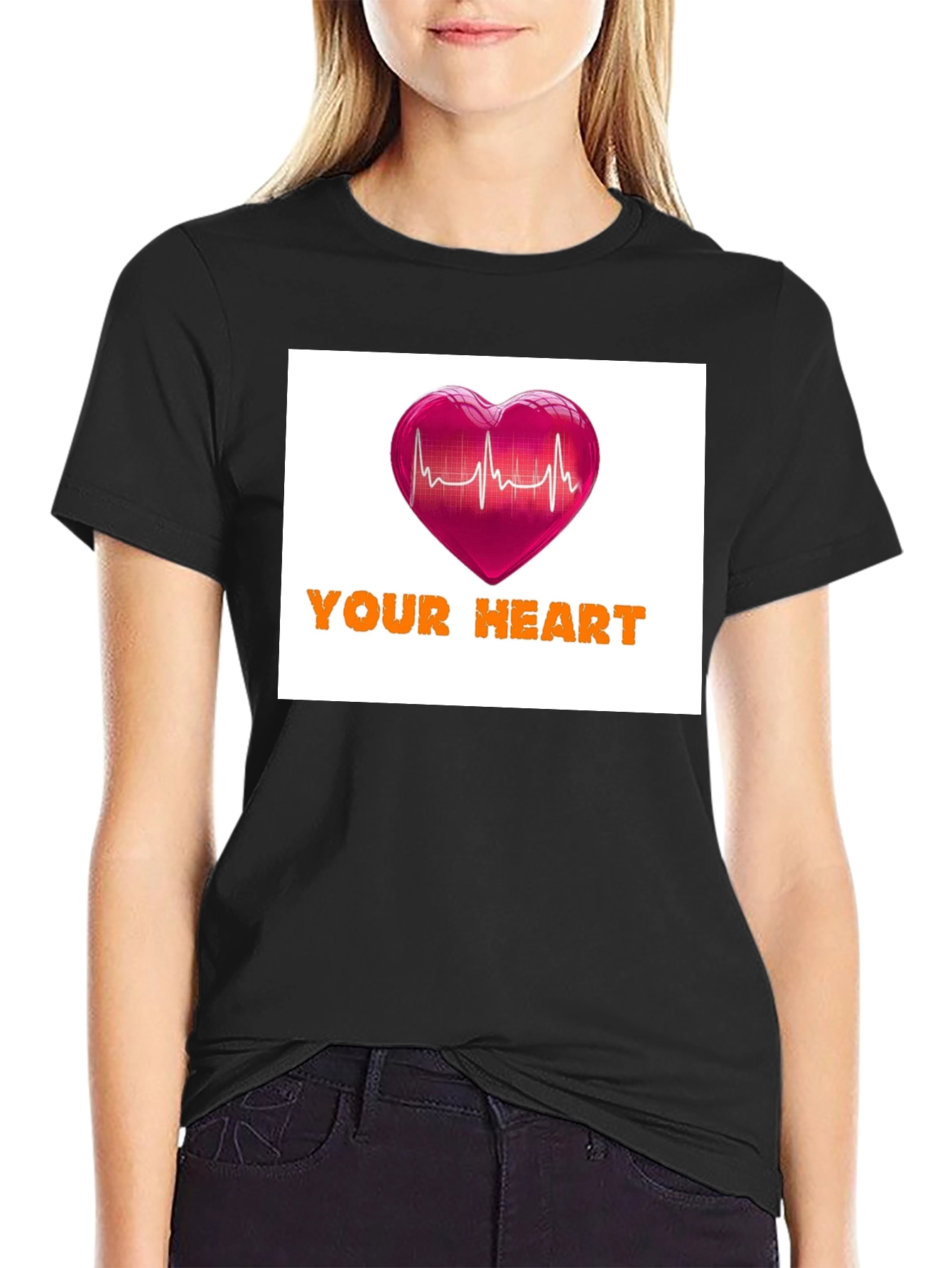 Your Heartbeat Graphic Black T-Shirt