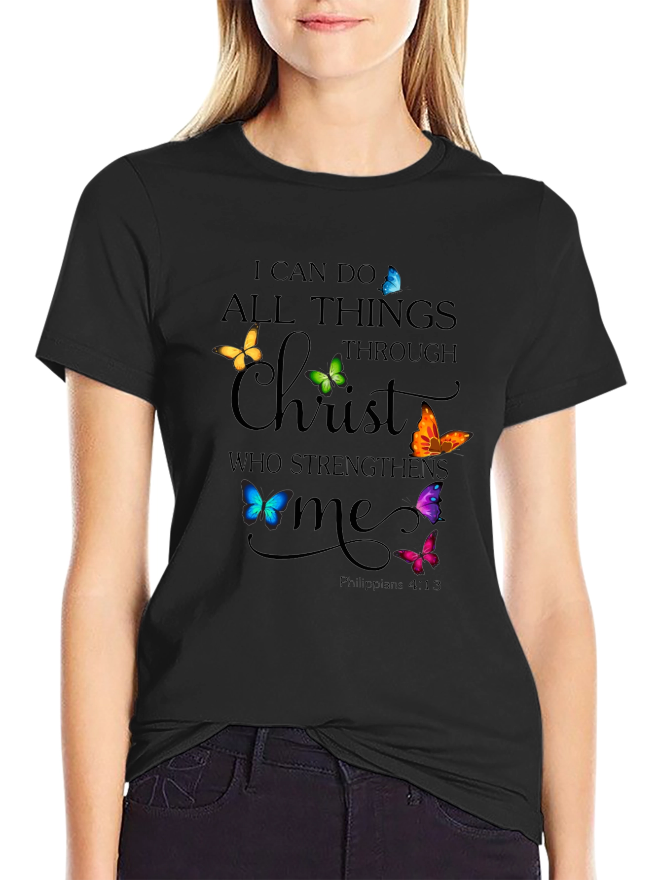 I Can Do All Things Through Christ Black T-Shirt