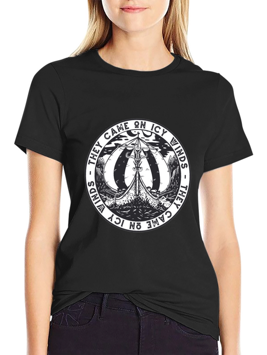 Viking Ship Graphic Tee - They Came on Icy Winds