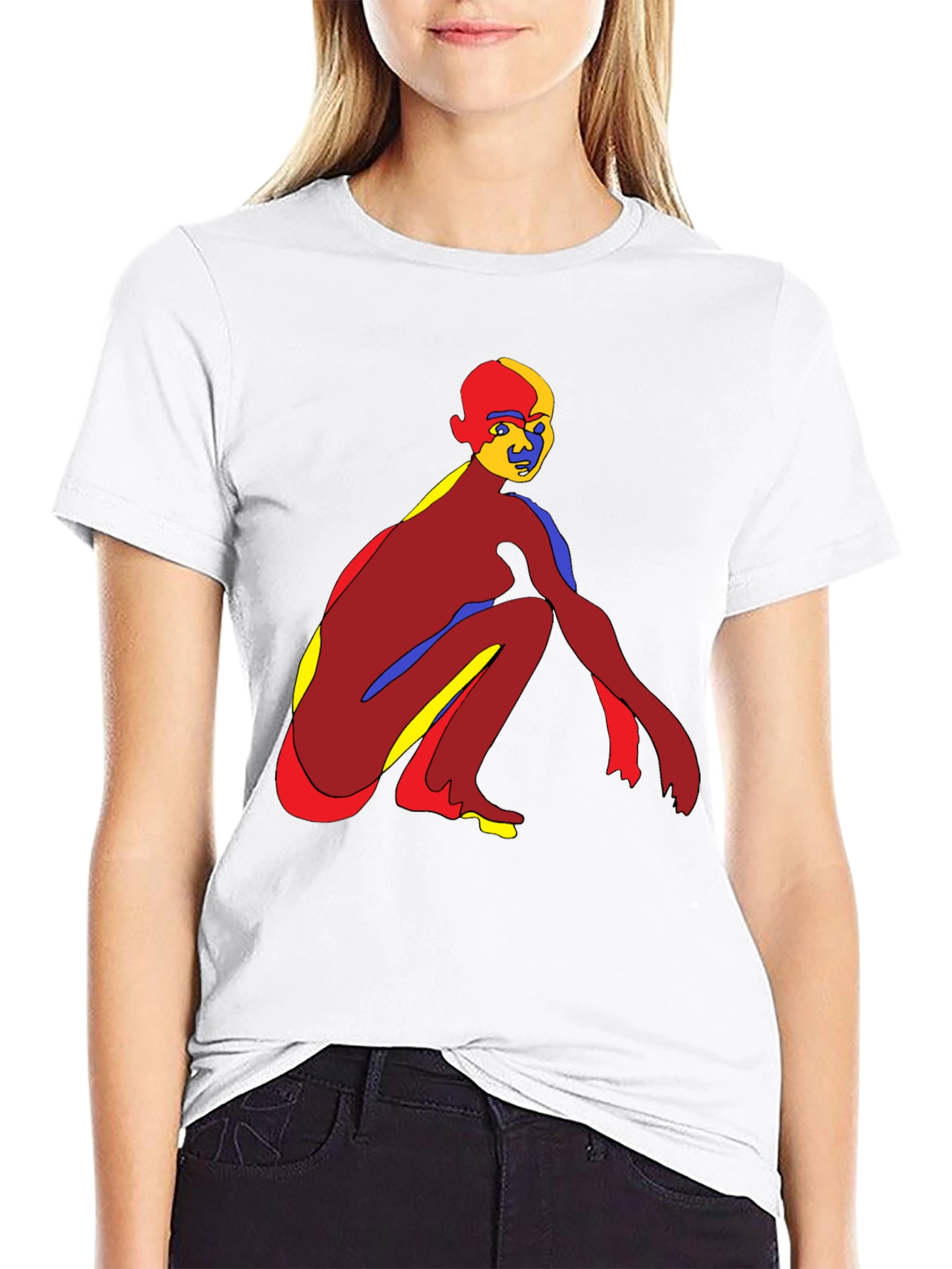 Abstract Figure Graphic Tee - Black