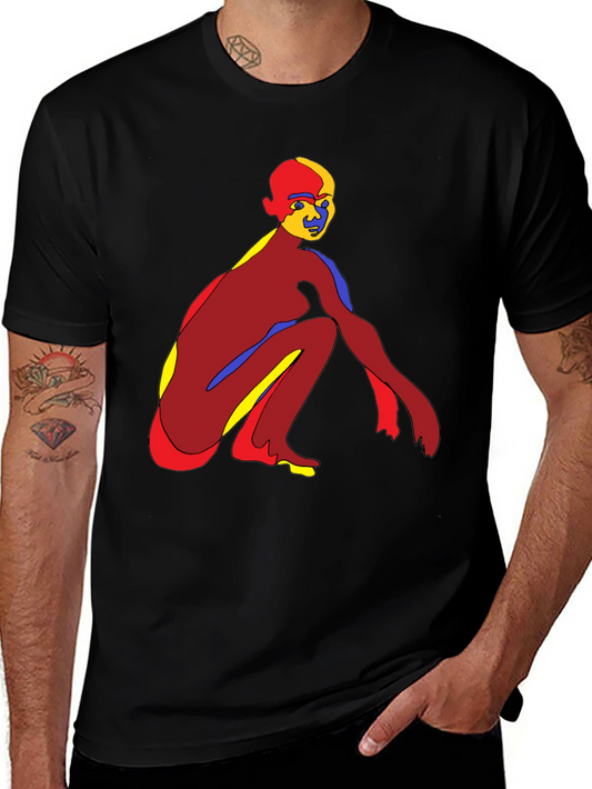 Abstract Figure Graphic Tee - Black