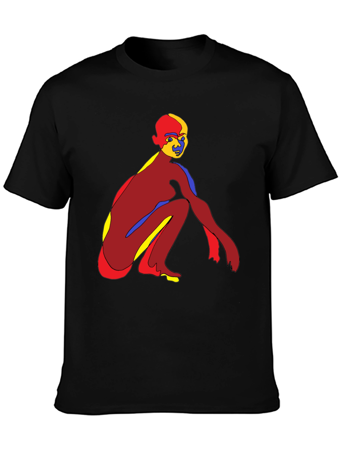 Abstract Figure Graphic Tee - Black