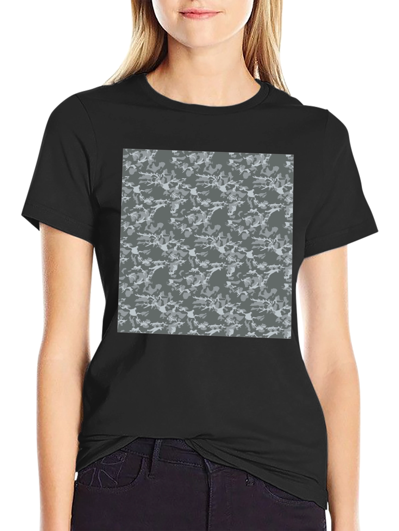 Urban Camo Print Crew Neck Tee