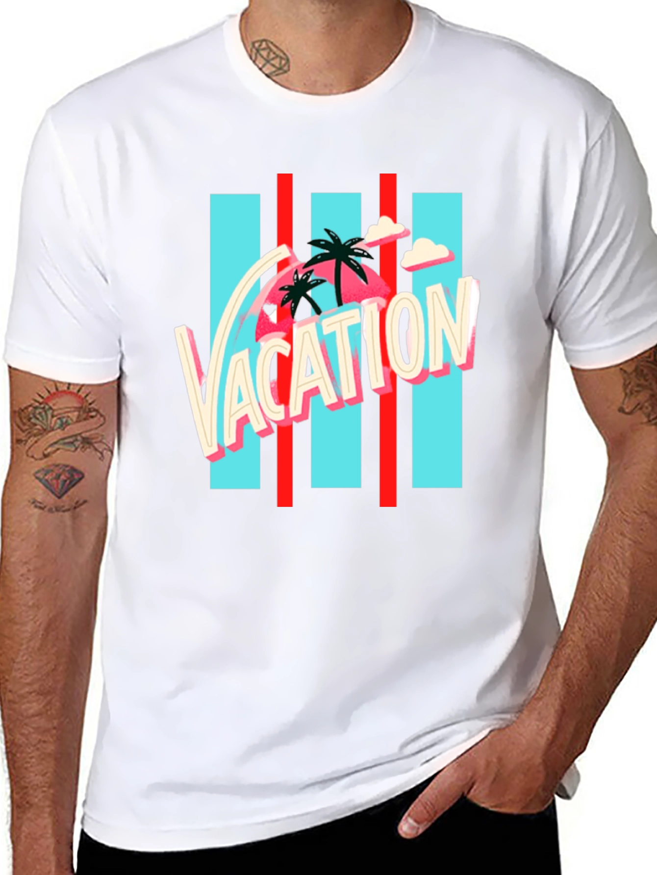 Vacation Graphic Tee - Retro Palm Design