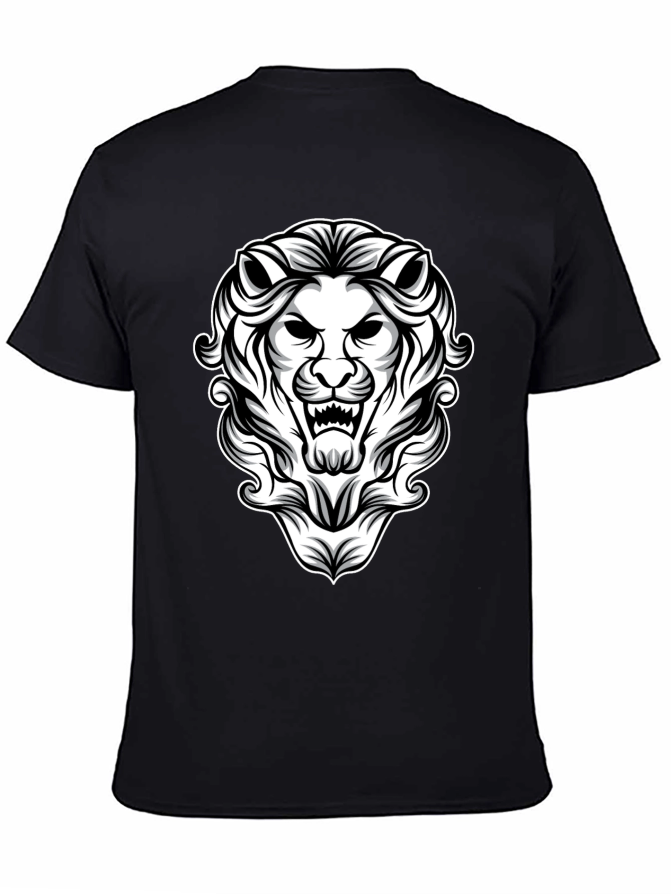 Lion Graphic Print Black T-Shirt