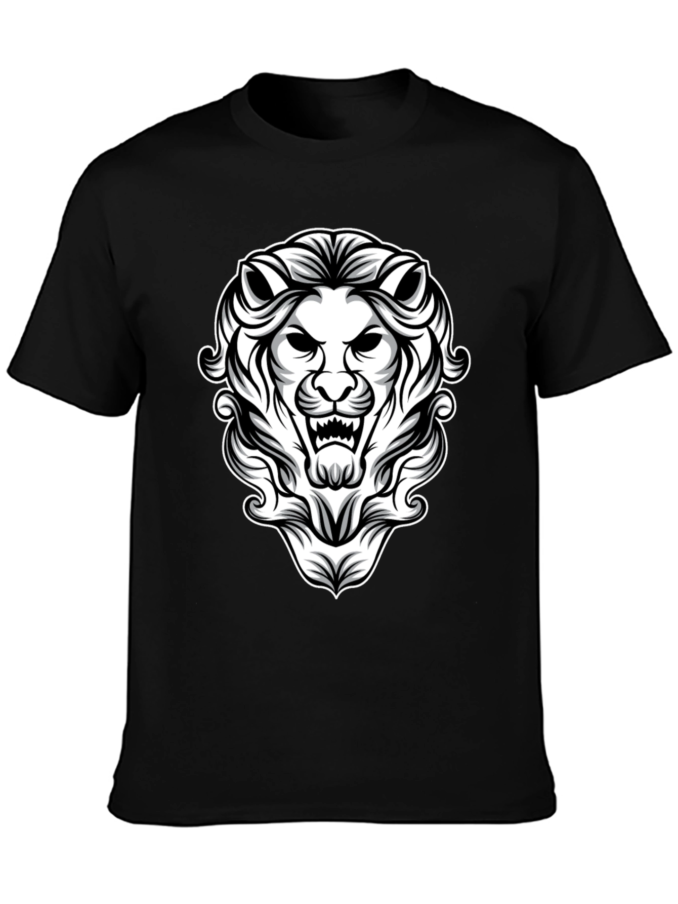 Lion Graphic Print Black T-Shirt
