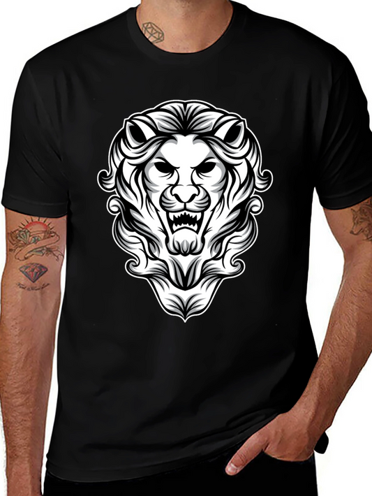 Lion Graphic Print Black T-Shirt