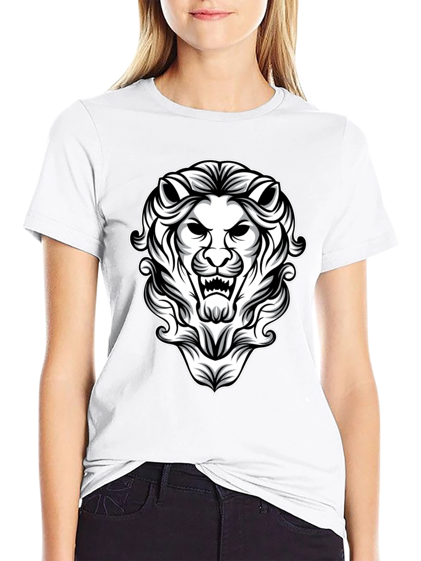Lion Graphic Print Black T-Shirt
