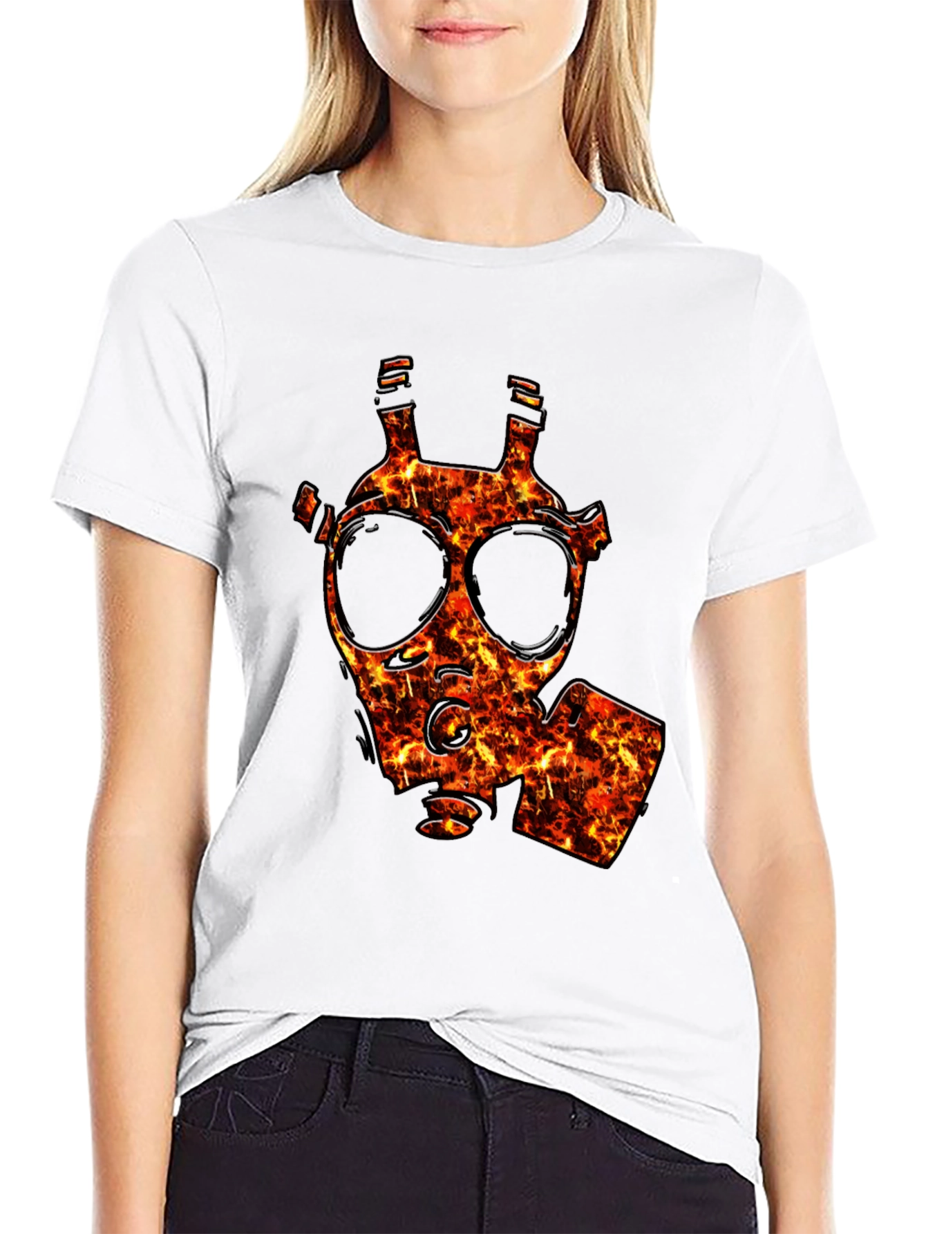 Fiery Gas Mask Graphic T-Shirt - Bold Style