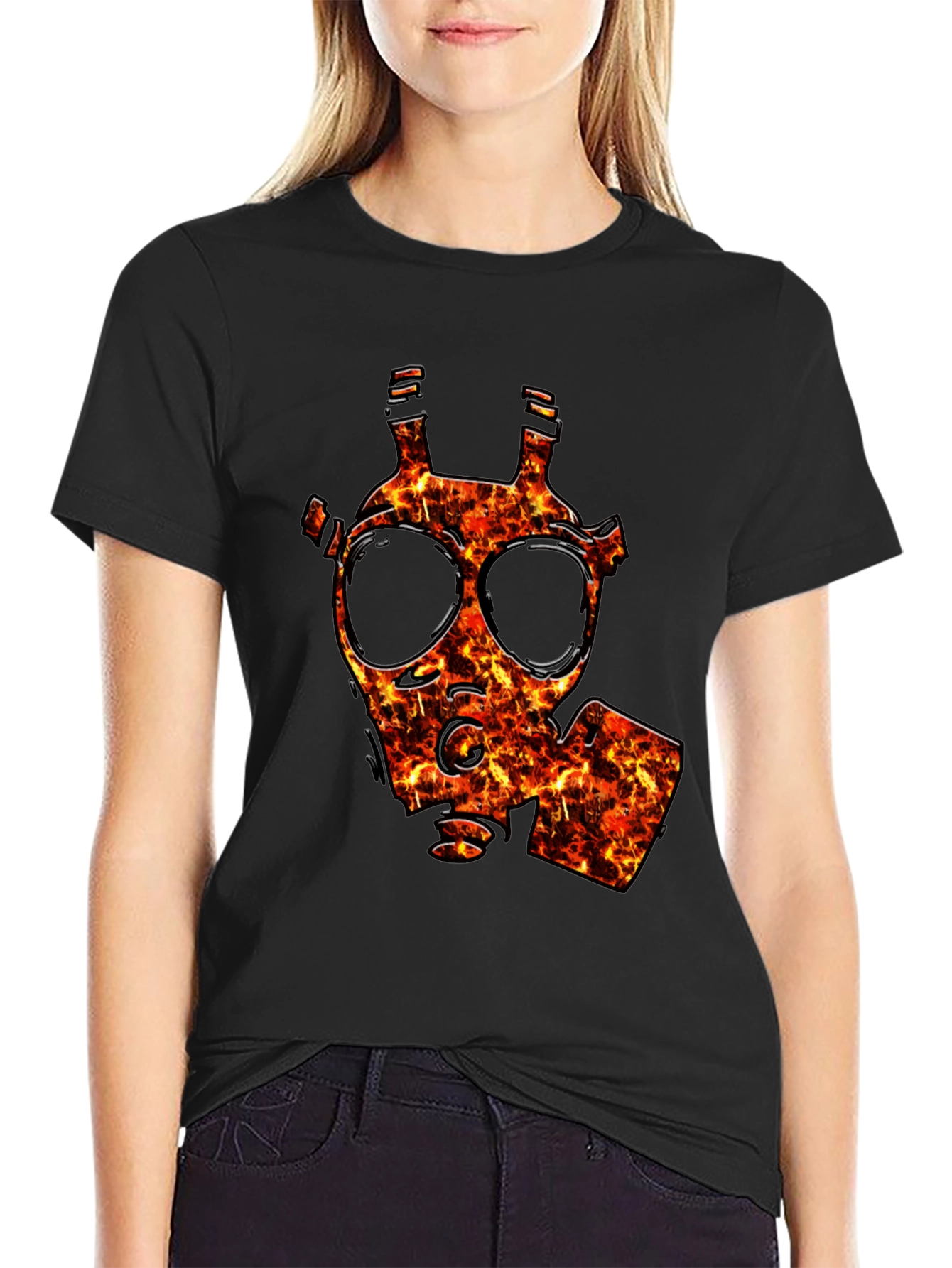 Fiery Gas Mask Graphic T-Shirt - Bold Style