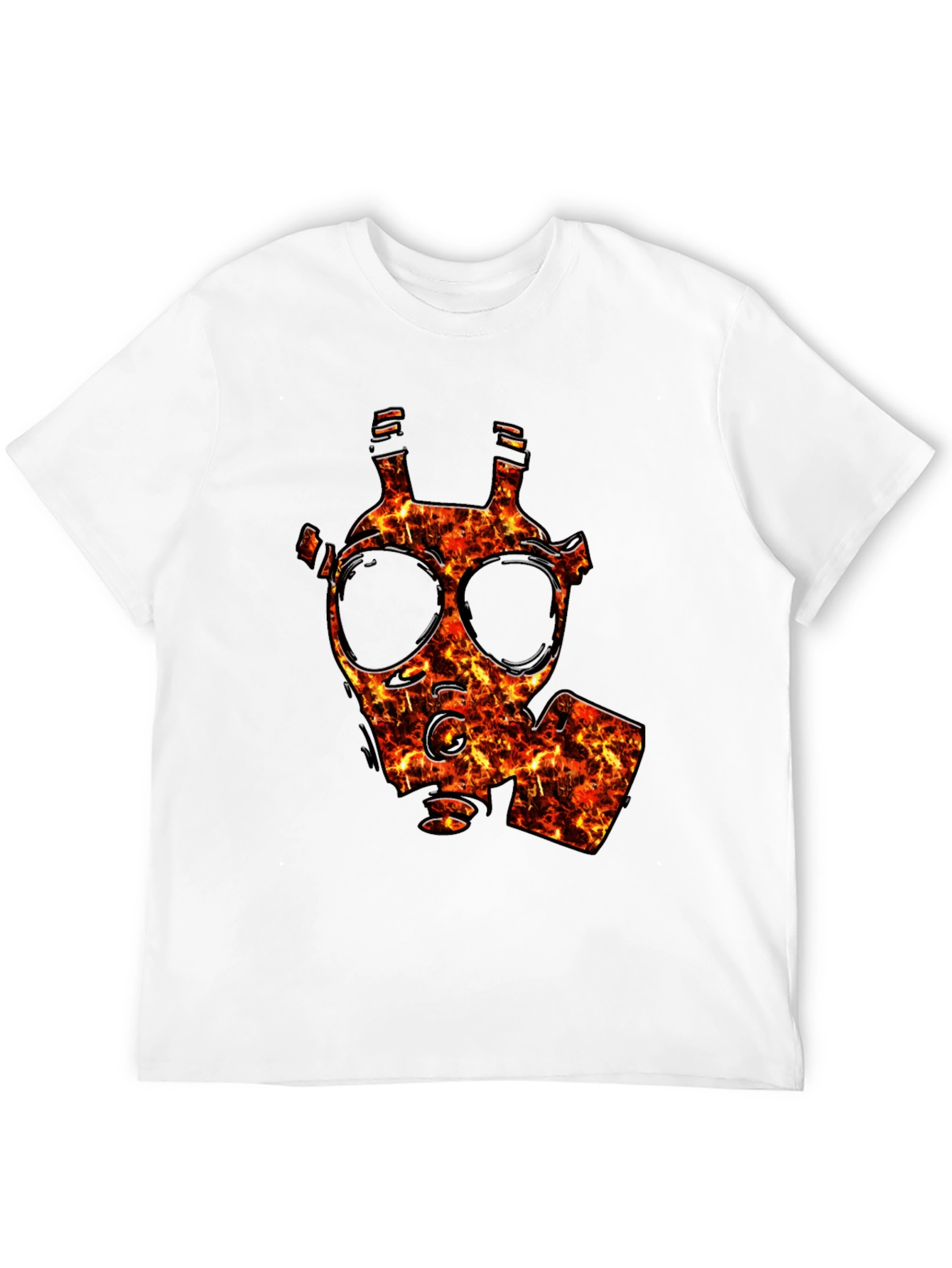Fiery Gas Mask Graphic T-Shirt - Bold Style