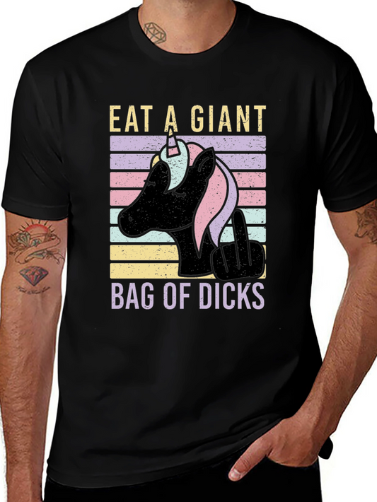 Eat A Giant Bag Unicorn Black T-Shirt