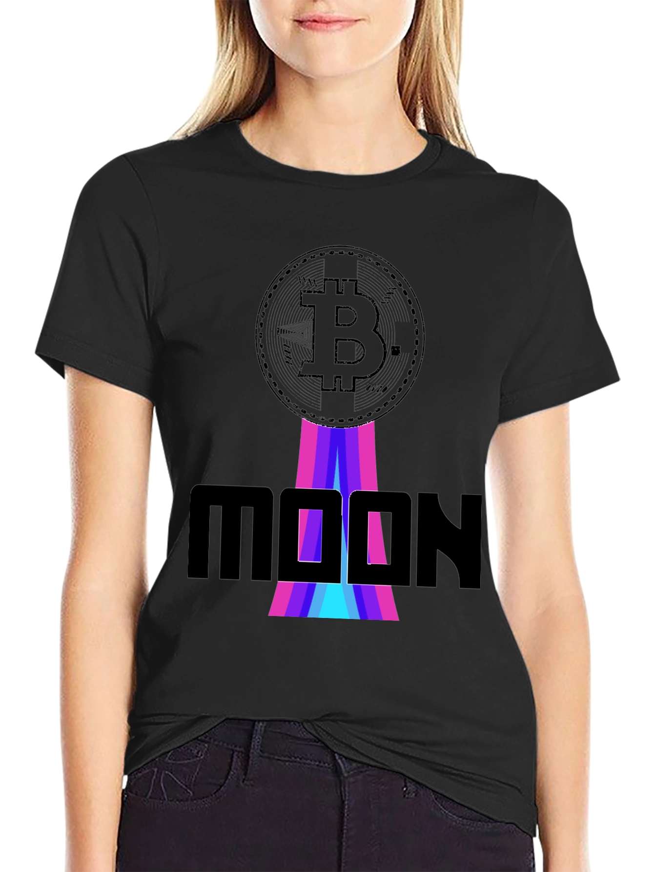 Bitcoin Moon Graphic T-Shirt - Crypto Apparel
