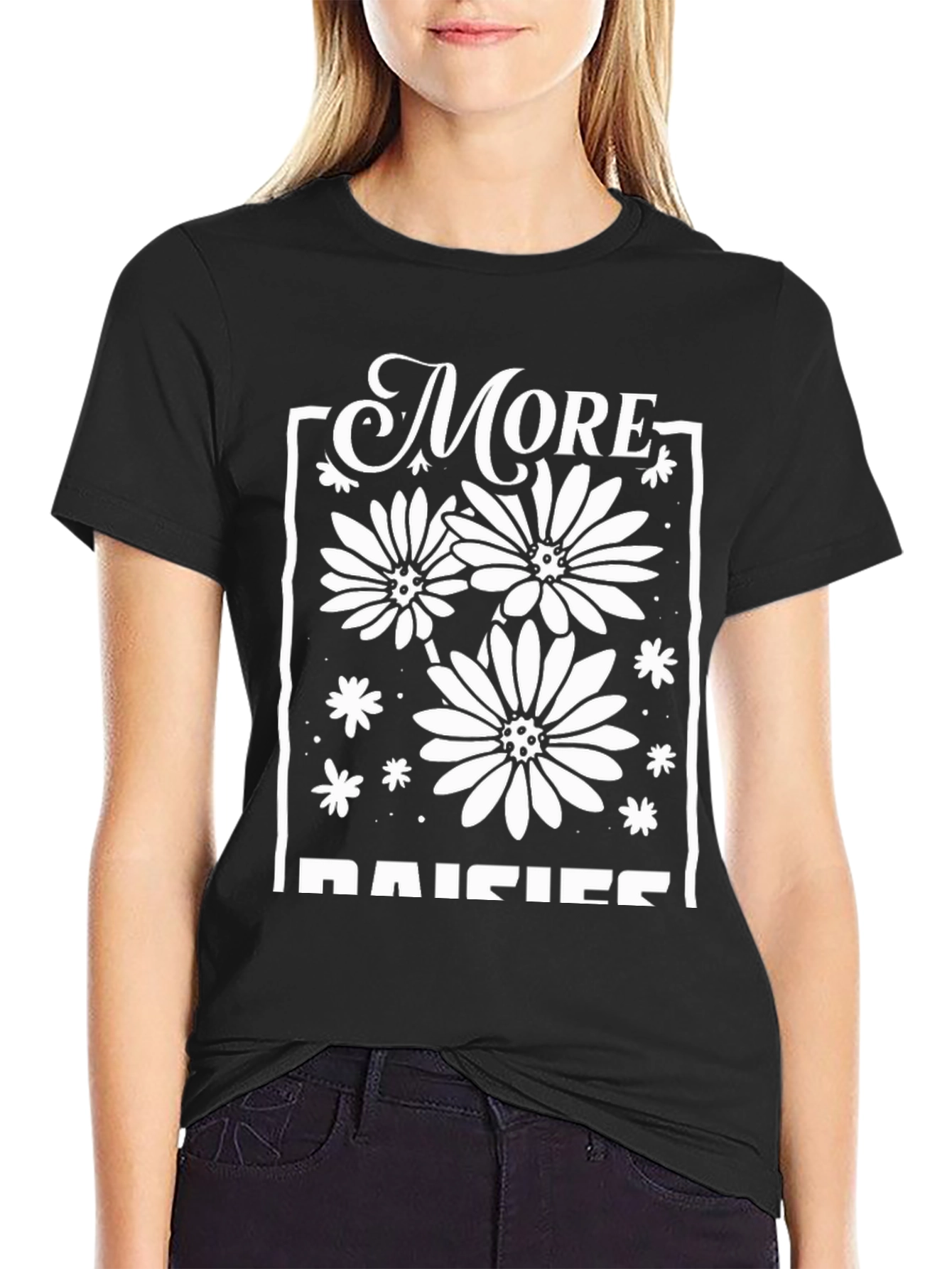 More Daisies Graphic Tee - Black
