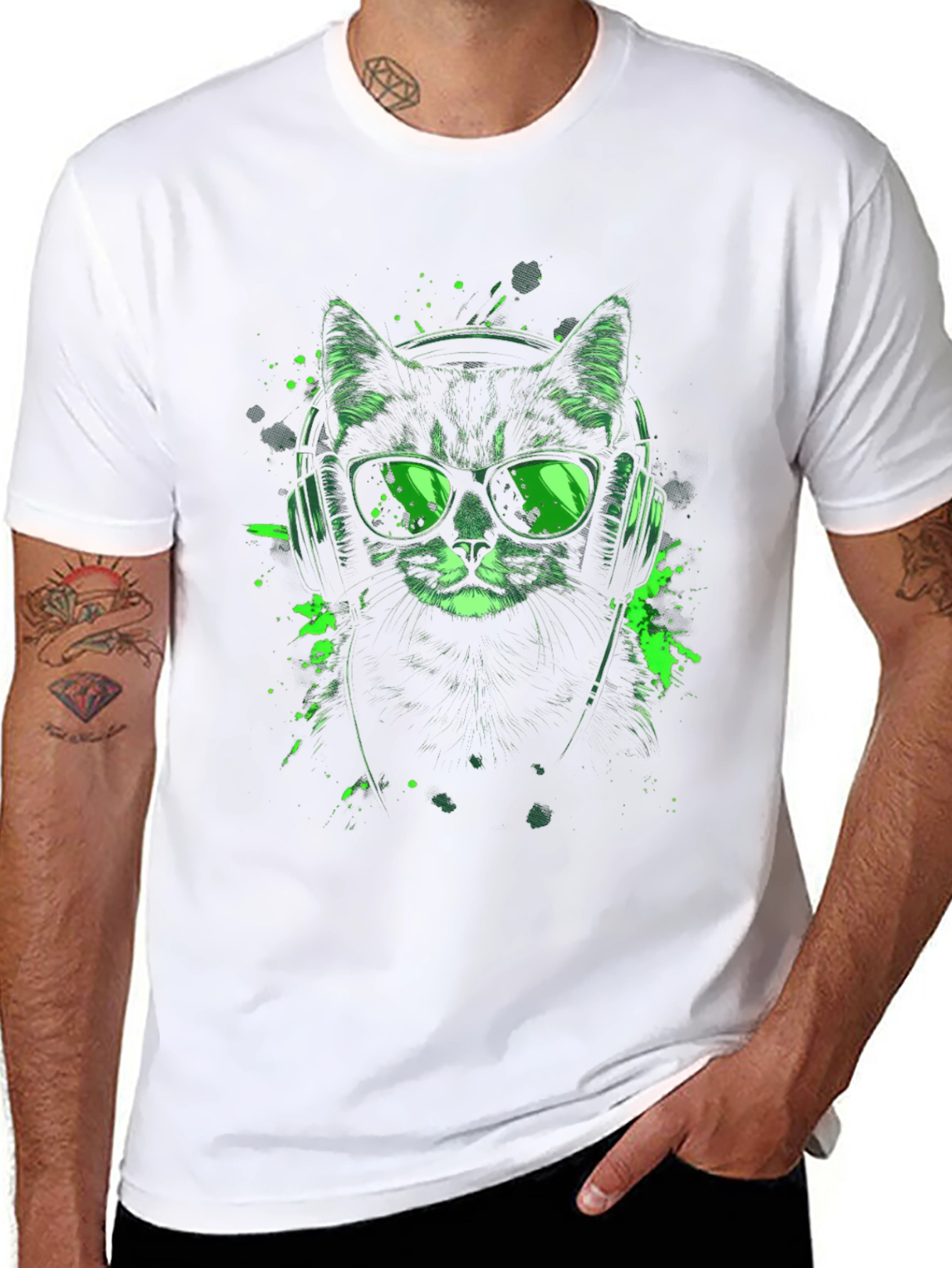 Cool Cat T-Shirt: Headphones & Shades