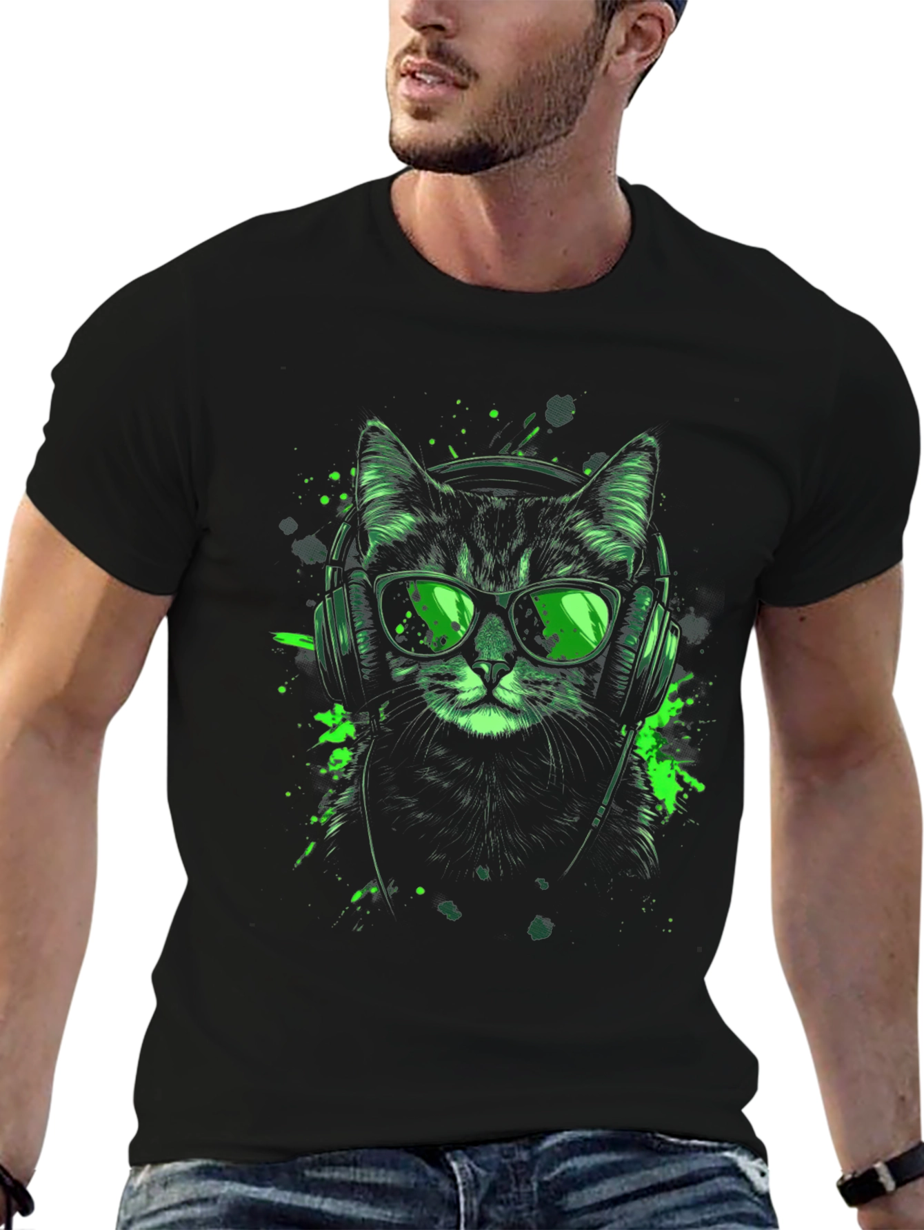 Cool Cat T-Shirt: Headphones & Shades
