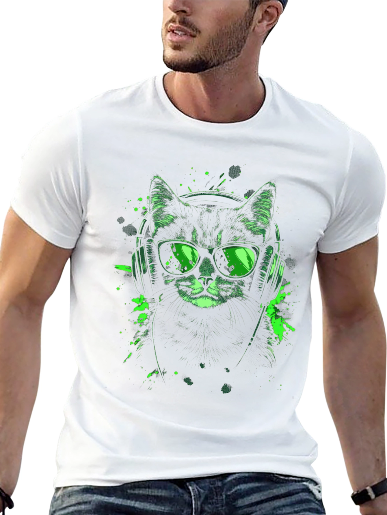 Cool Cat T-Shirt: Headphones & Shades