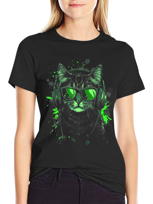 Cool Cat T-Shirt: Headphones & Shades