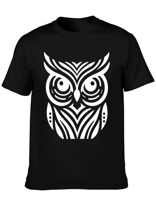 Owl Graphic T-Shirt - Black Cotton Blend